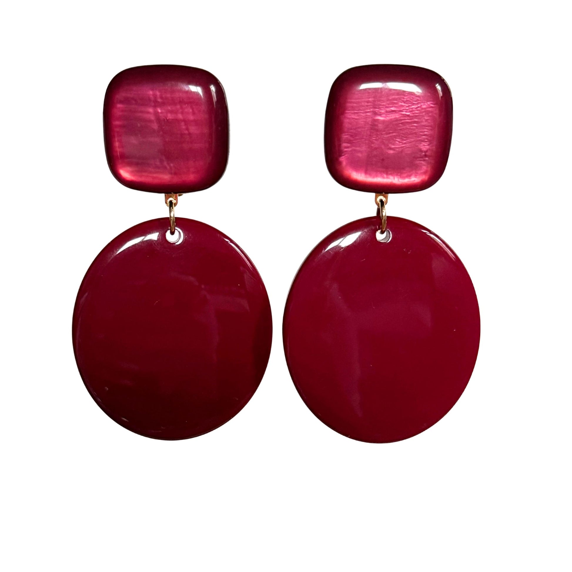 BOUCLES D'OREILLES FRANCINE BRAMLI: EMI ROUGE BX / PRUNE