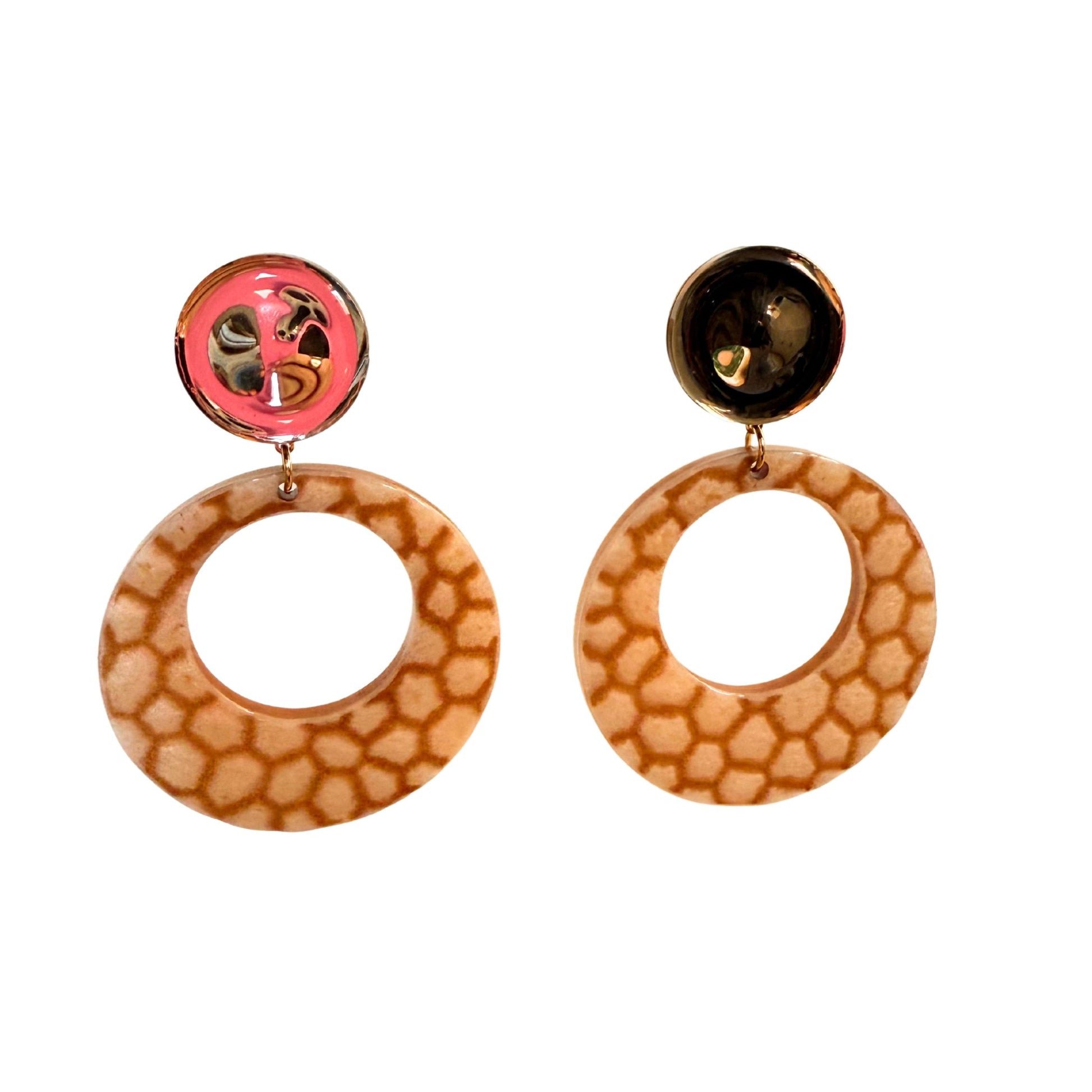BOUCLES D'OREILLES FRANCINE BRAMLI: CLOÉ GIRAFE CABOCHON MIROIR