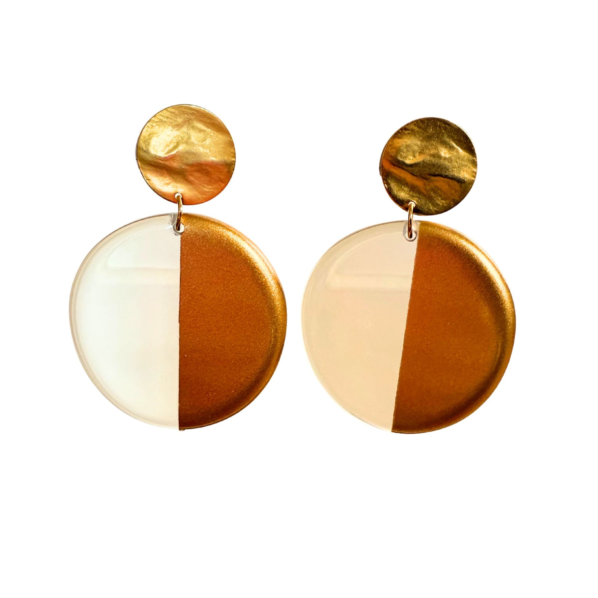 BOUCLES D'OREILLES FRANCINE BRAMLI: DORÉ ET TRANSPARENTES