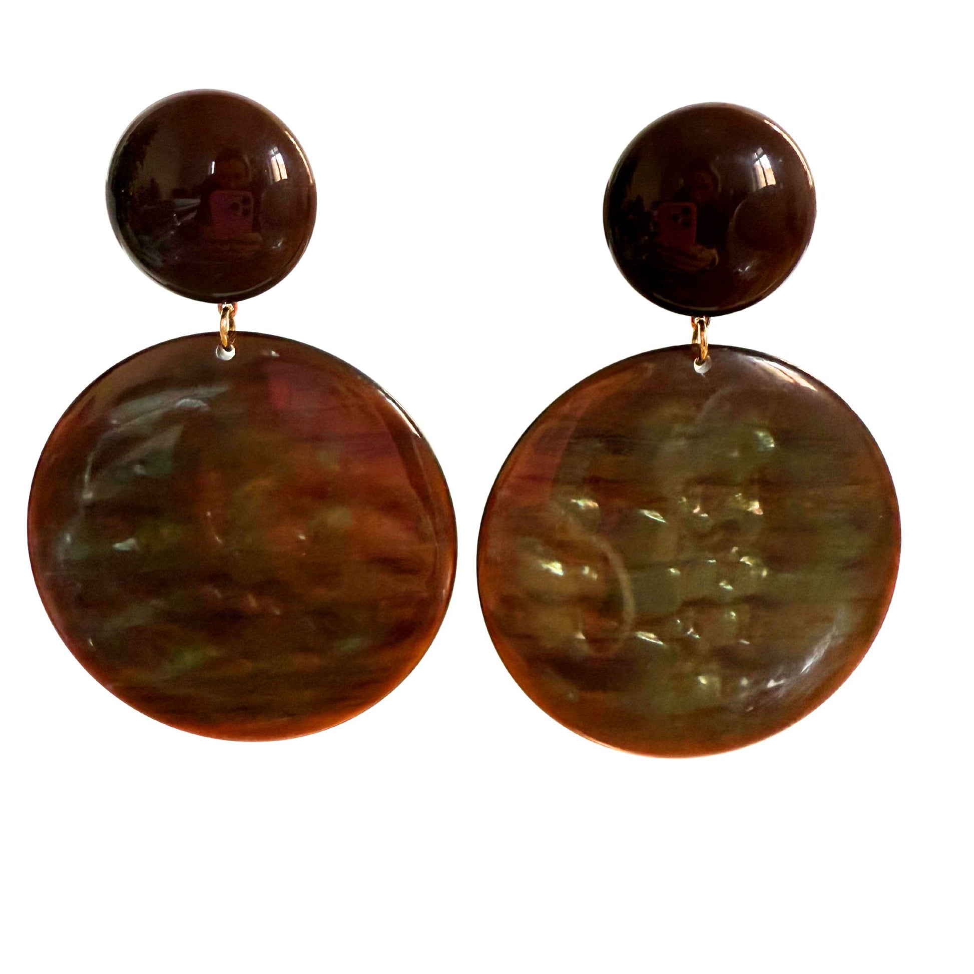 BOUCLES D'OREILLES FRANCINE BRAMLI: GRANDE PLAQUE CHOCOLAT EFFETS