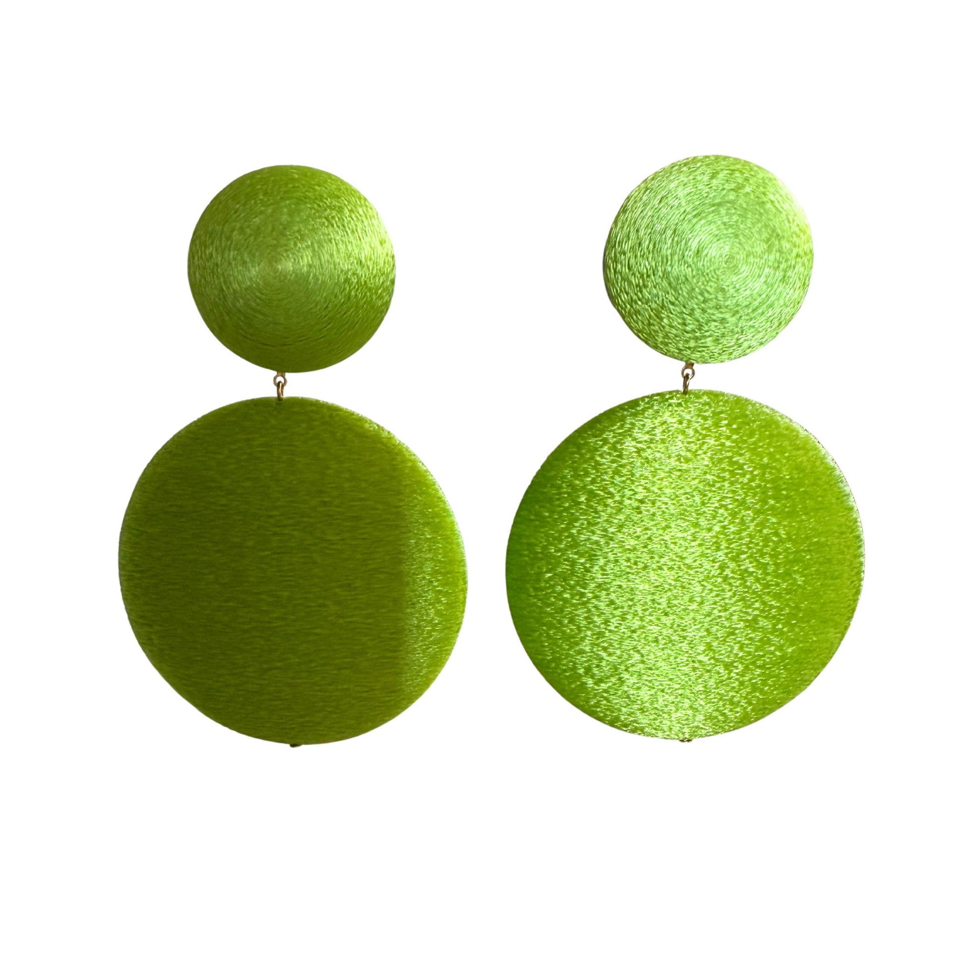 BOUCLES D'OREILLES FRANCINE BRAMLI: SATIN VERT ANIS