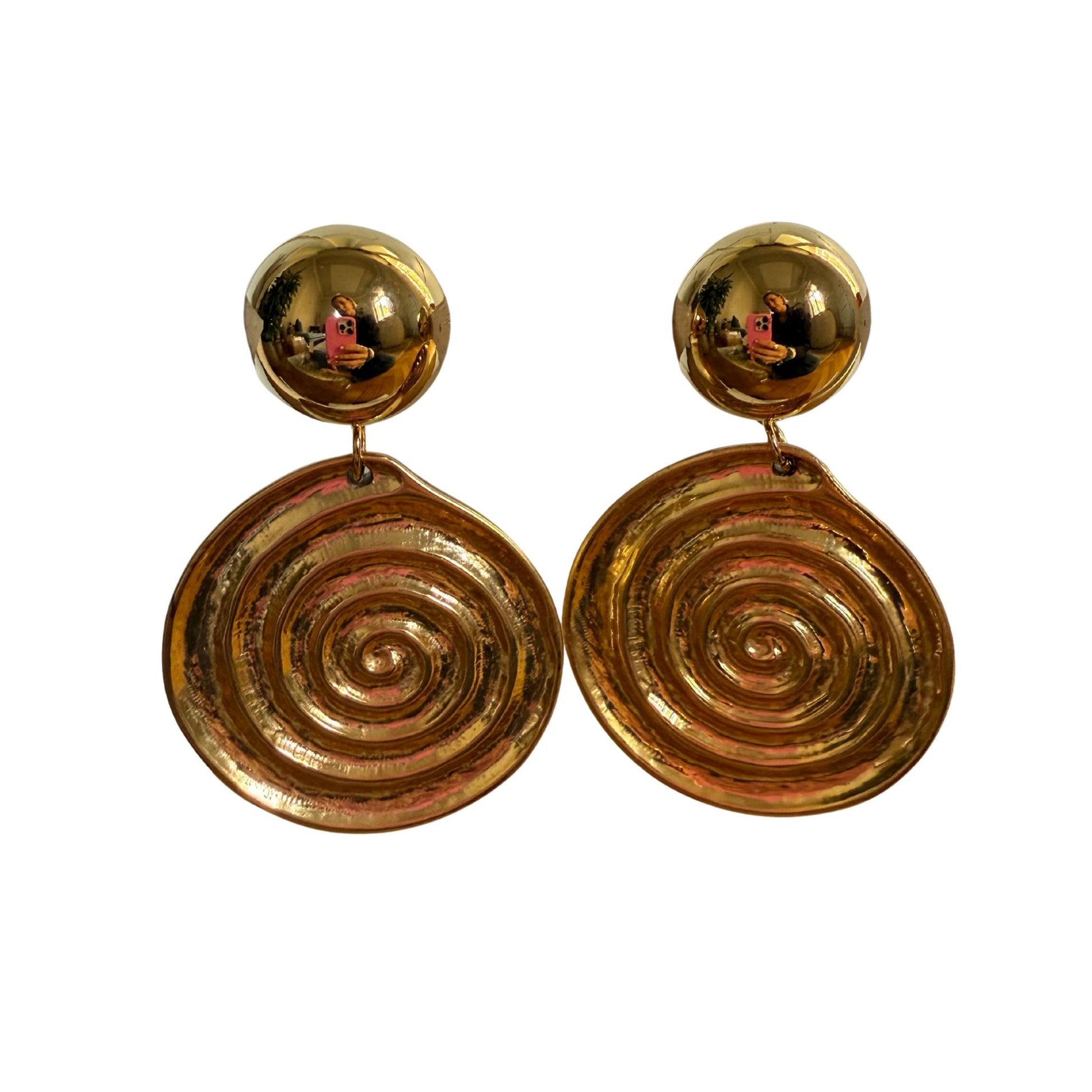 BOUCLE D'OREILLES FRANCINE BRAMLI: DORÉ AVEC TOURBILLON