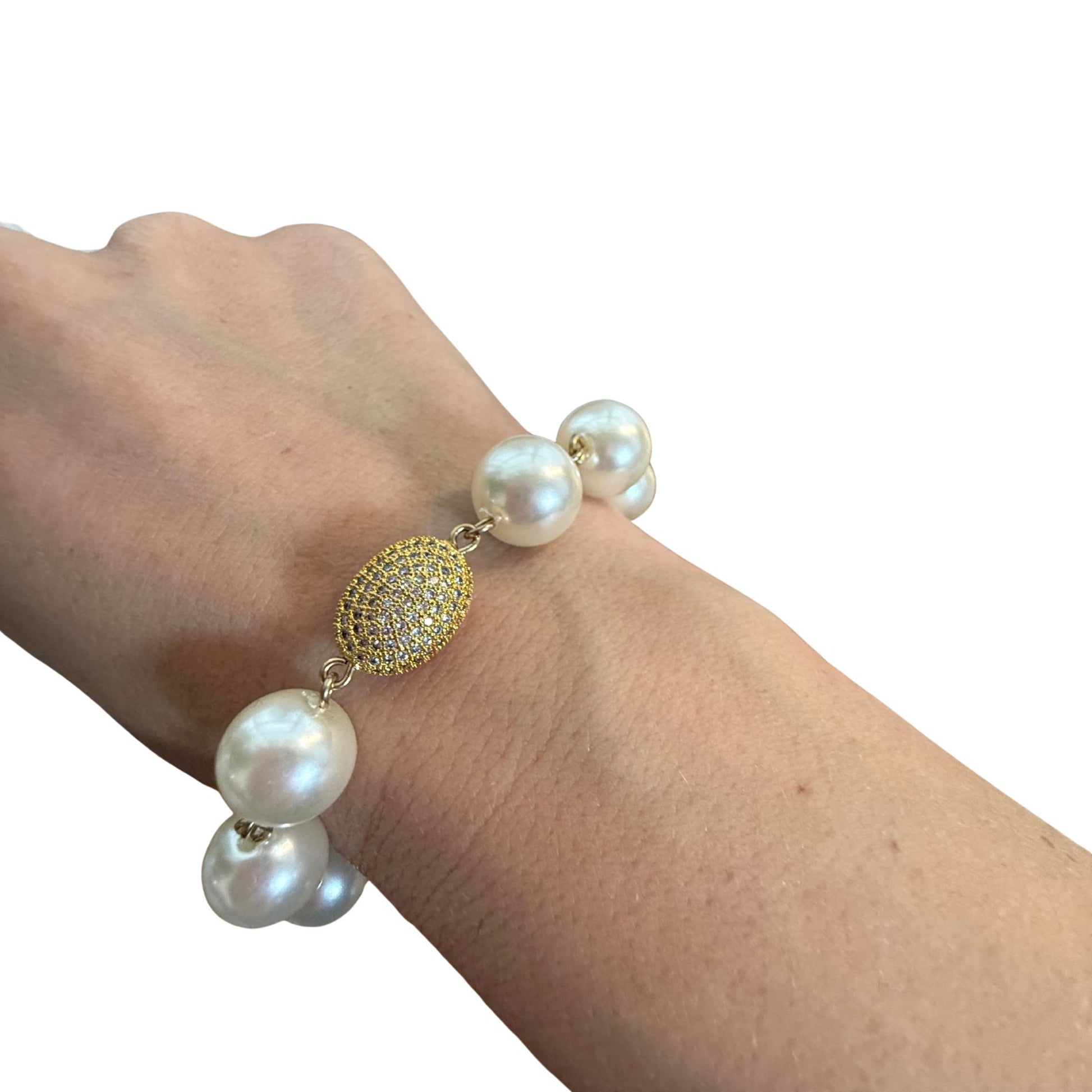 BRACELET FRANCINE BRAMLI: PERLES ET ÉLÉMENT AVEC CRISTAUX