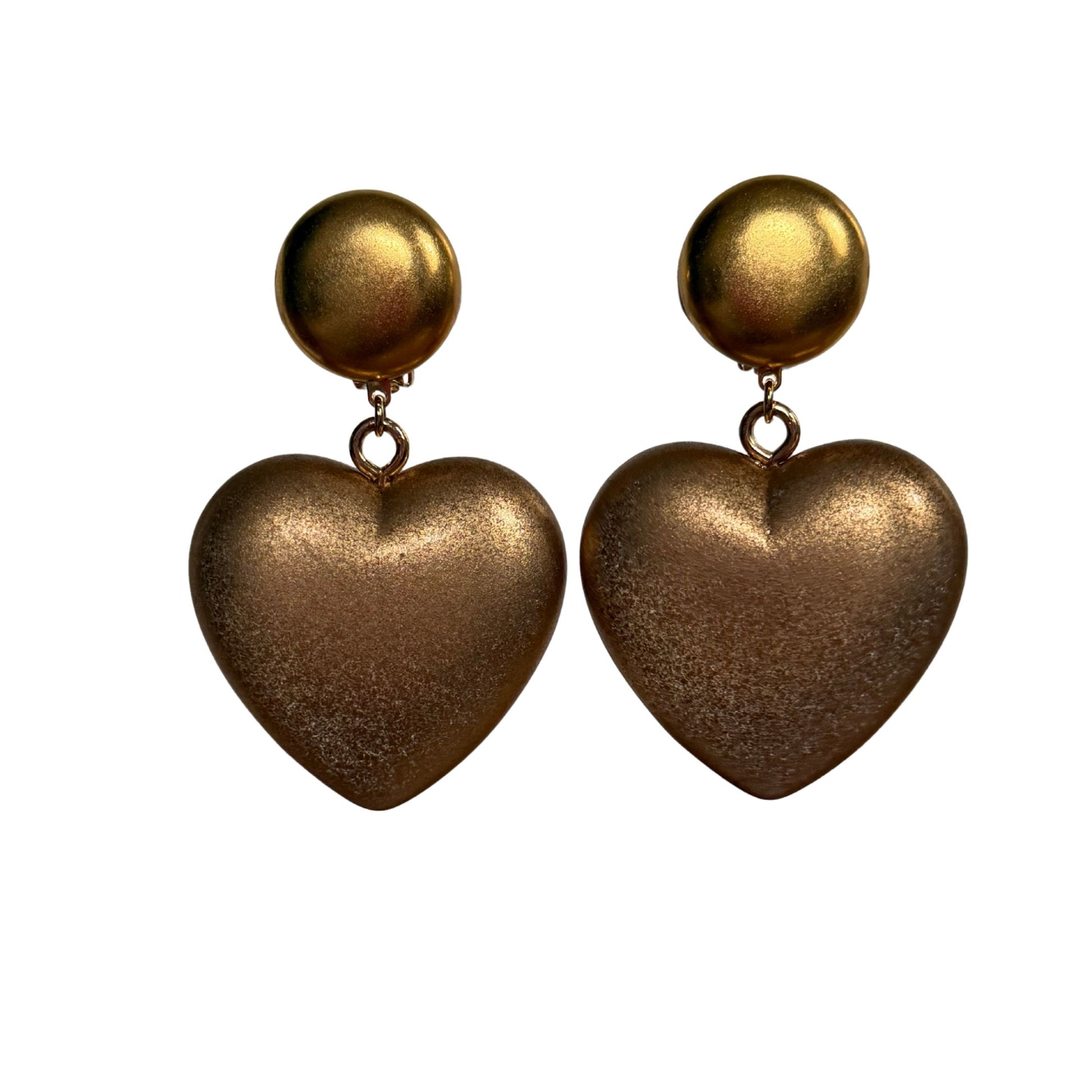BOUCLES D'ORAILLES FRANCINE BRAMLI: COEUR XL LOVE DORÉ MAT