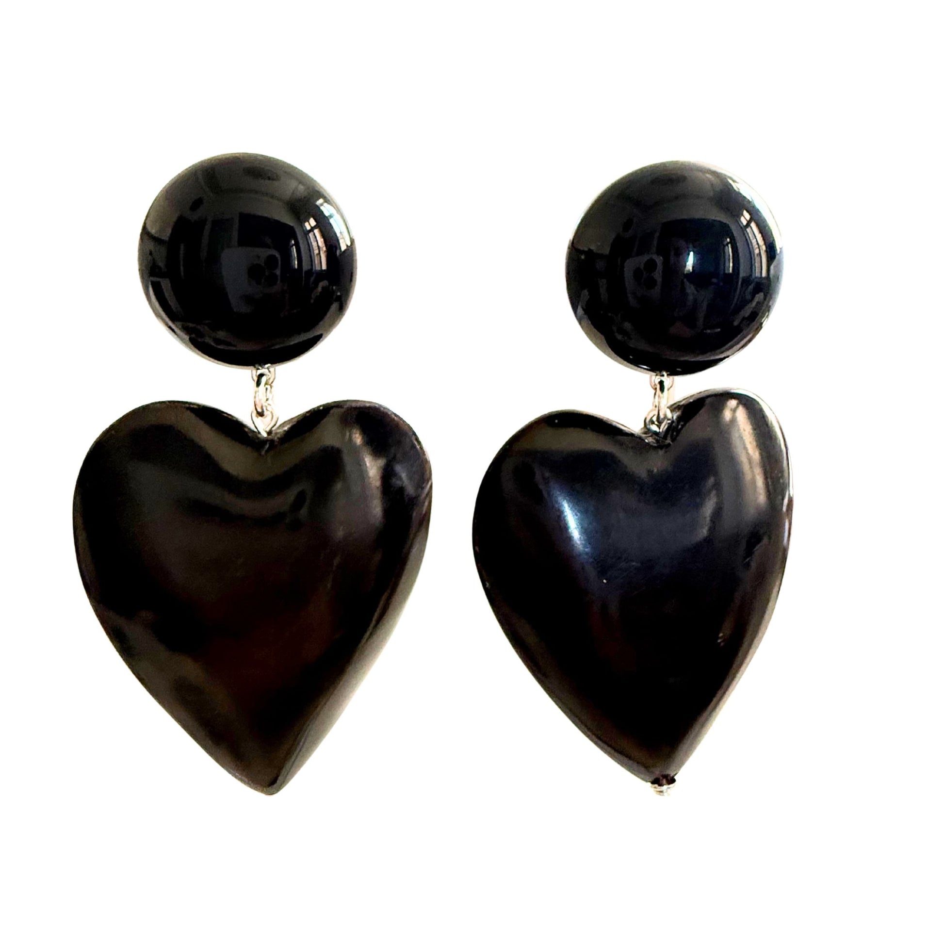 BOUCLES D'OREILLES FRANCINE BRAMLI: COEUR EN CORNE NOIR