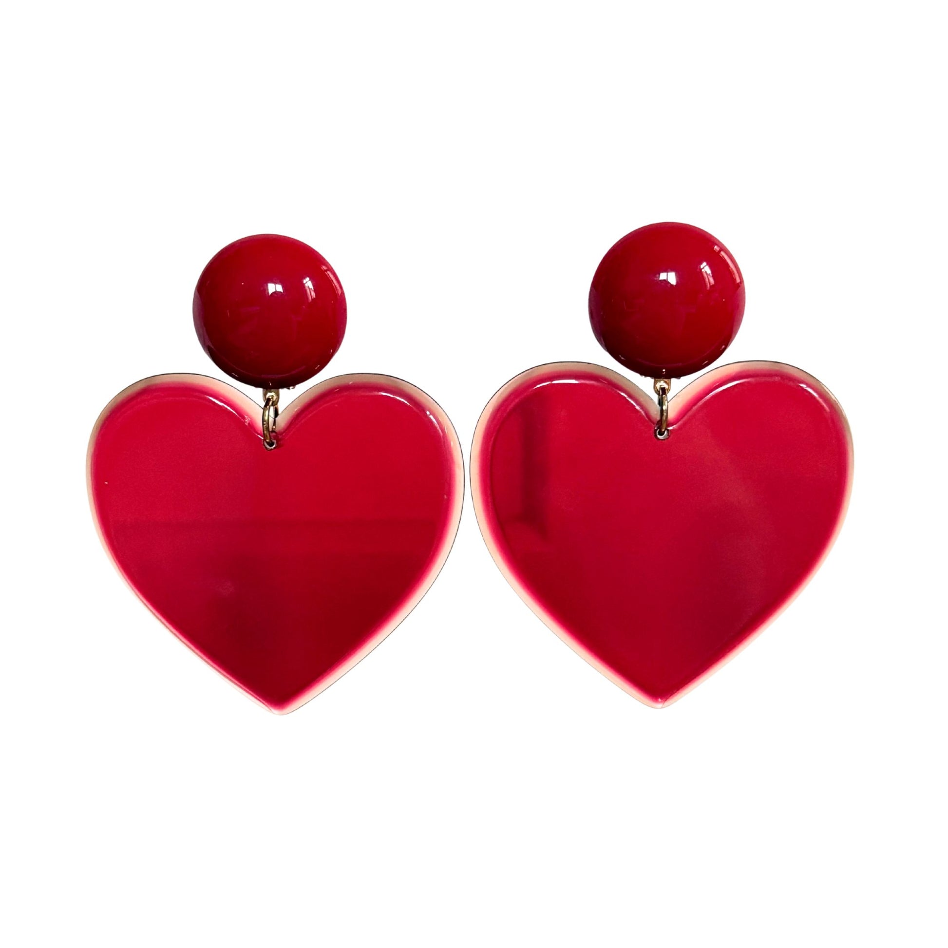 BOUCLES D'OREILLES FRANCINE BRAMLI: COEUR XL ROUGE