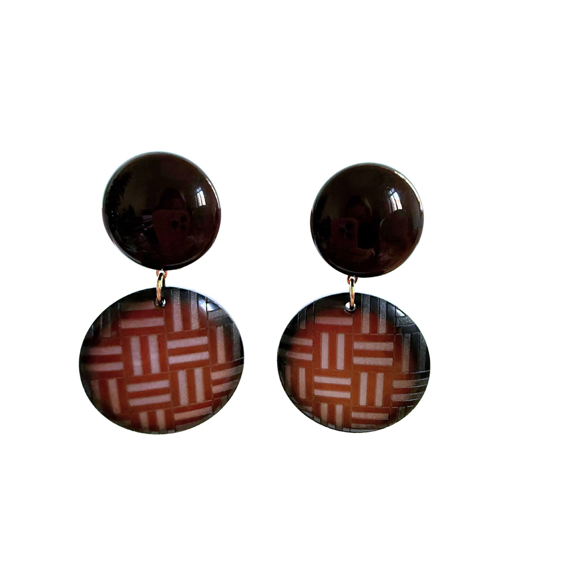 BOUCLES D'OREILLES FRANCINE BRAMLI: TRESSE CHOCOLAT AU LASER