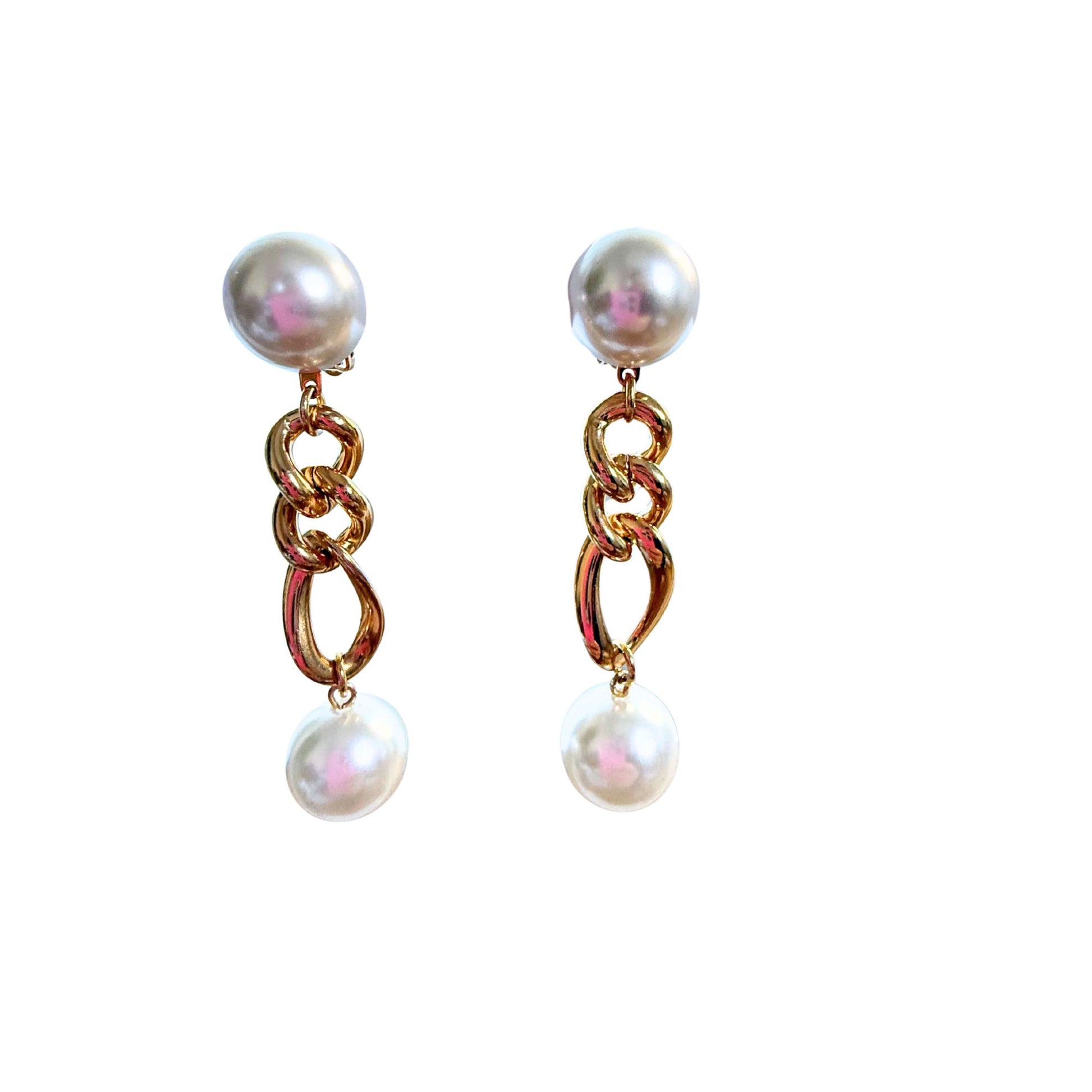 BOUCLES D'OREILLES FRANCINE BRAMLI: PERLES AVEC MAILLONS FIGARO