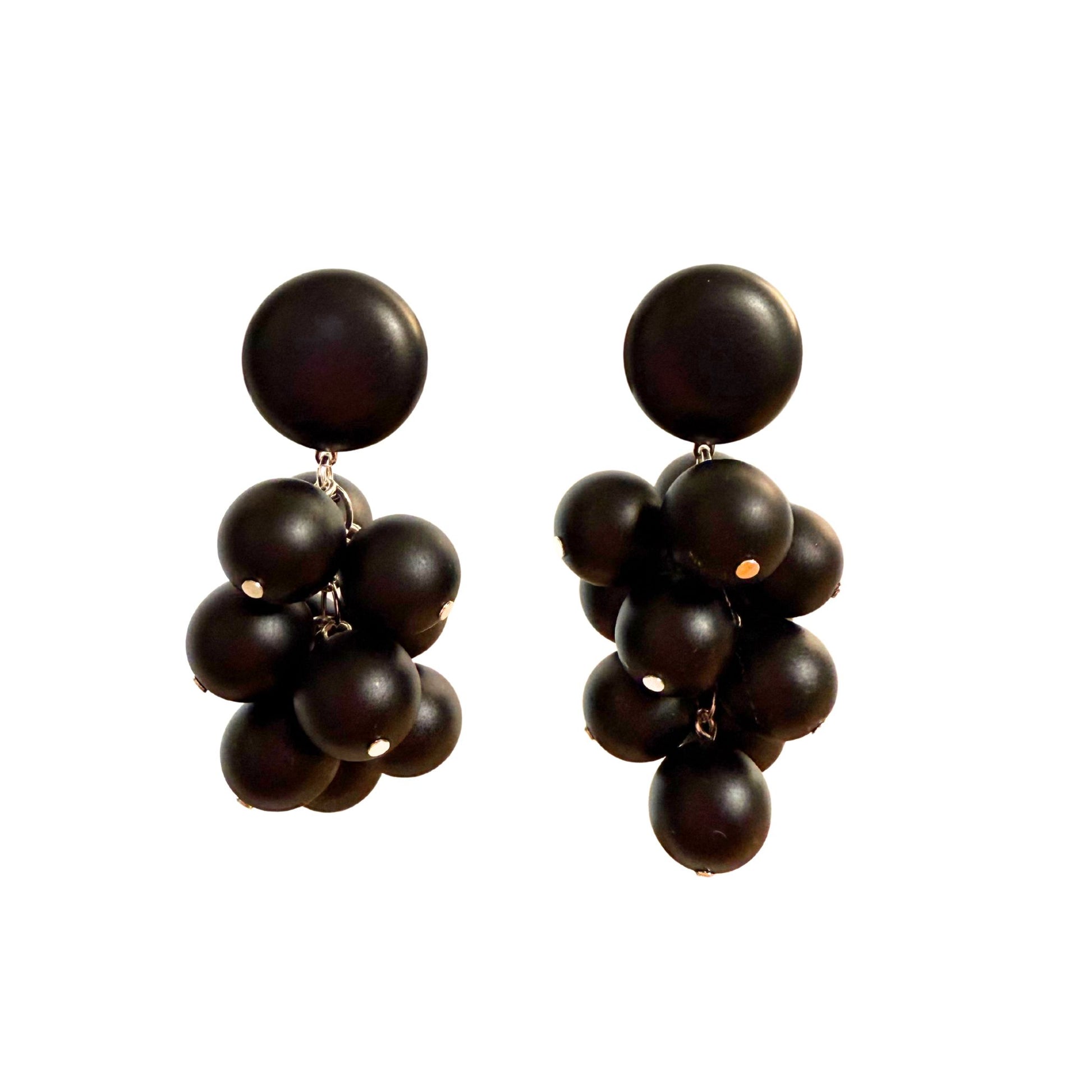 BOUCLES D'OREILLES FRANCINE BRAMLI: GRAPPE NOIRE MAT