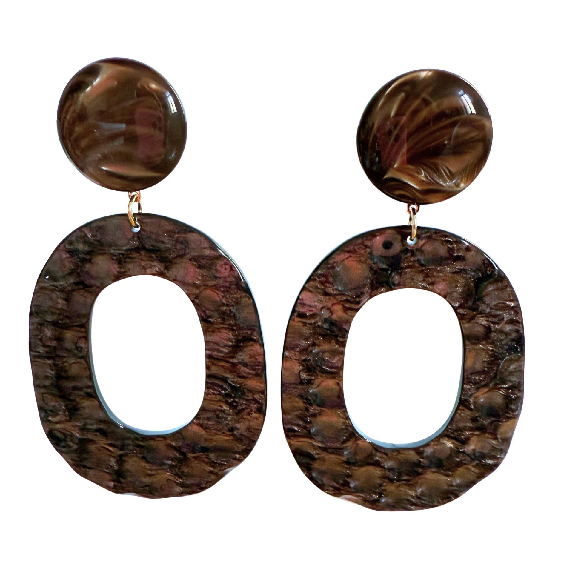 BOUCLES D'OREILLES FRANCINE BRAMLI: HABANERO CHOCOLAT ET TEXTURE