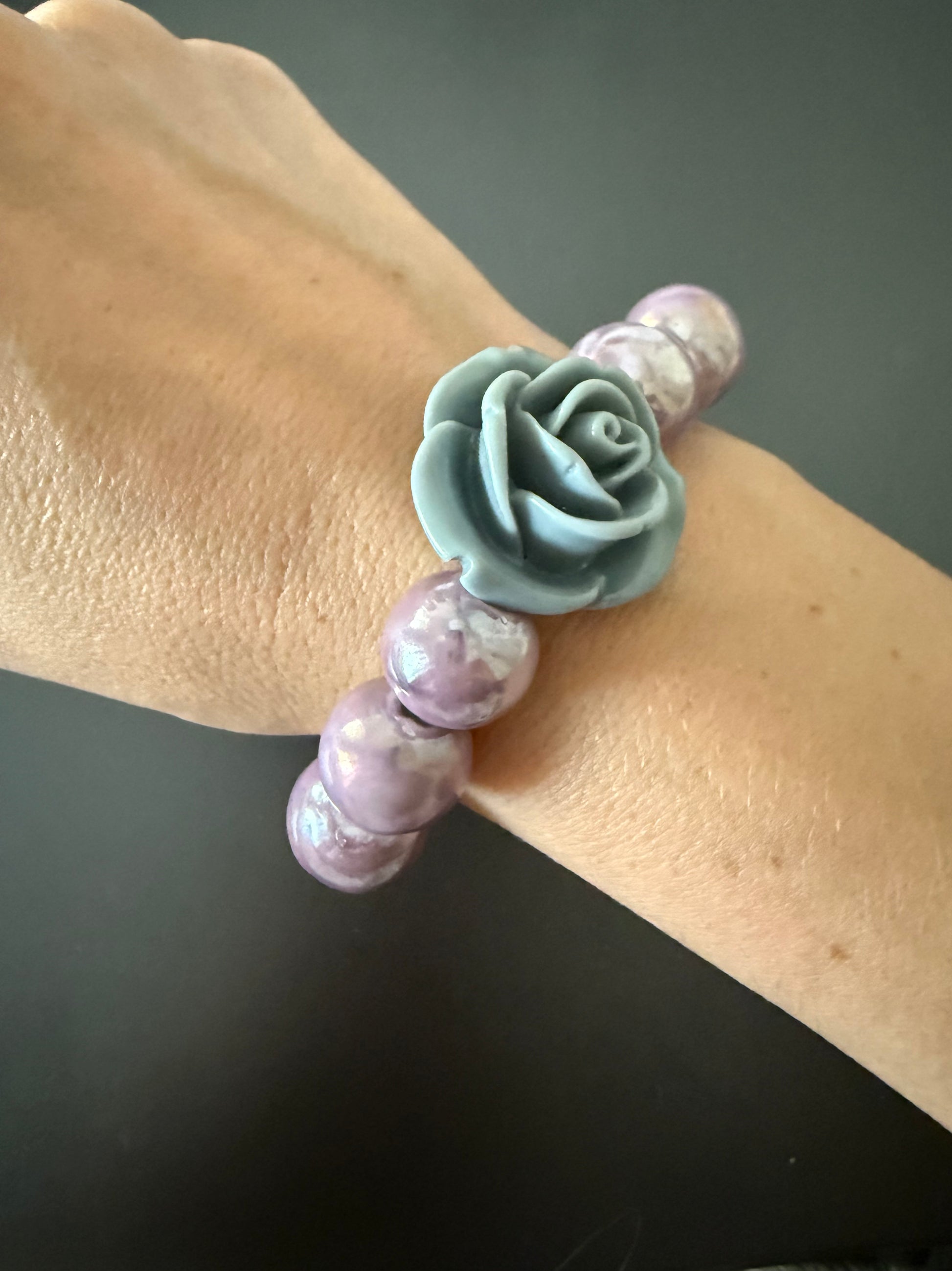 BRACELET BY GIGI: LE STEPHY LAVENDE ET FLEUR GRISE