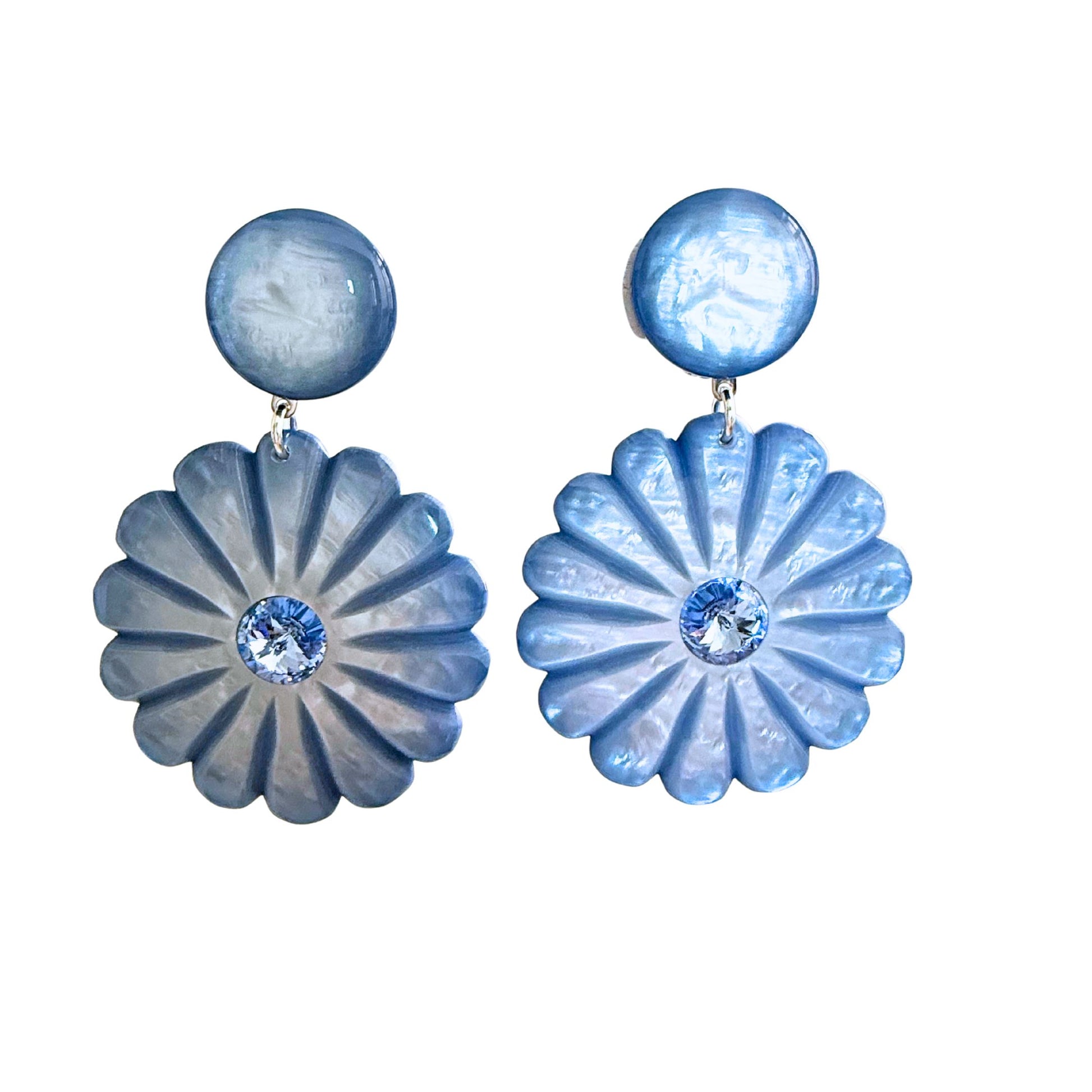 BOUCLES D'OREILLES FRANCINE BRAMLI: PENSÉE BLEU JEAN