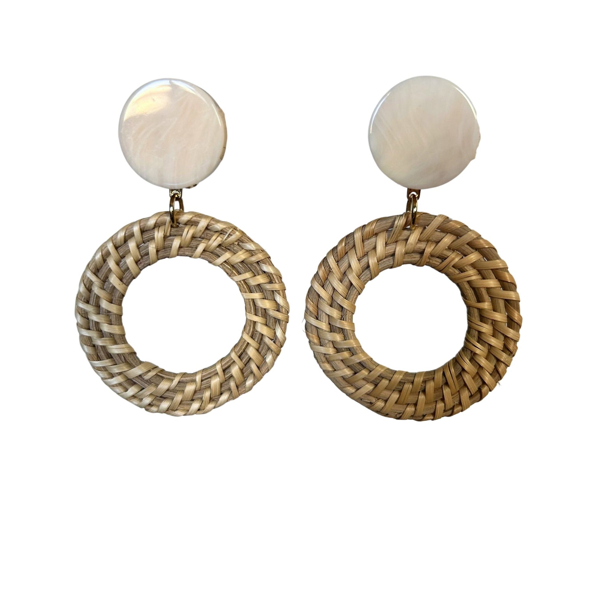 Boucle d'oreilles FRANCINE BRAMLI: RAPHIA IVOIRE ET RAPHIA NATUREL