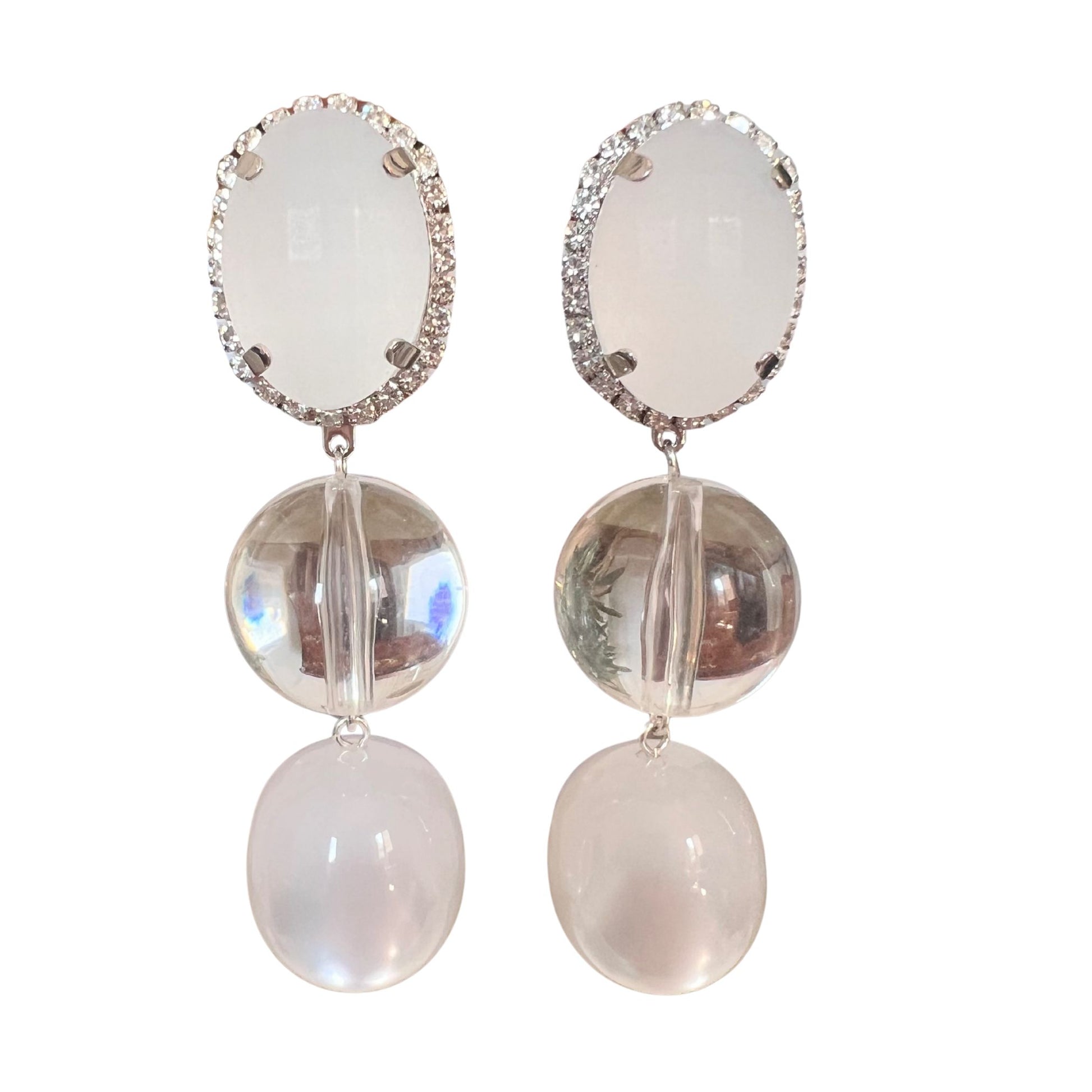 Boucles d'oreilles FRANCINE BRAMLI: SUMAC 3 BLANCHE ET TRANSPARENTES