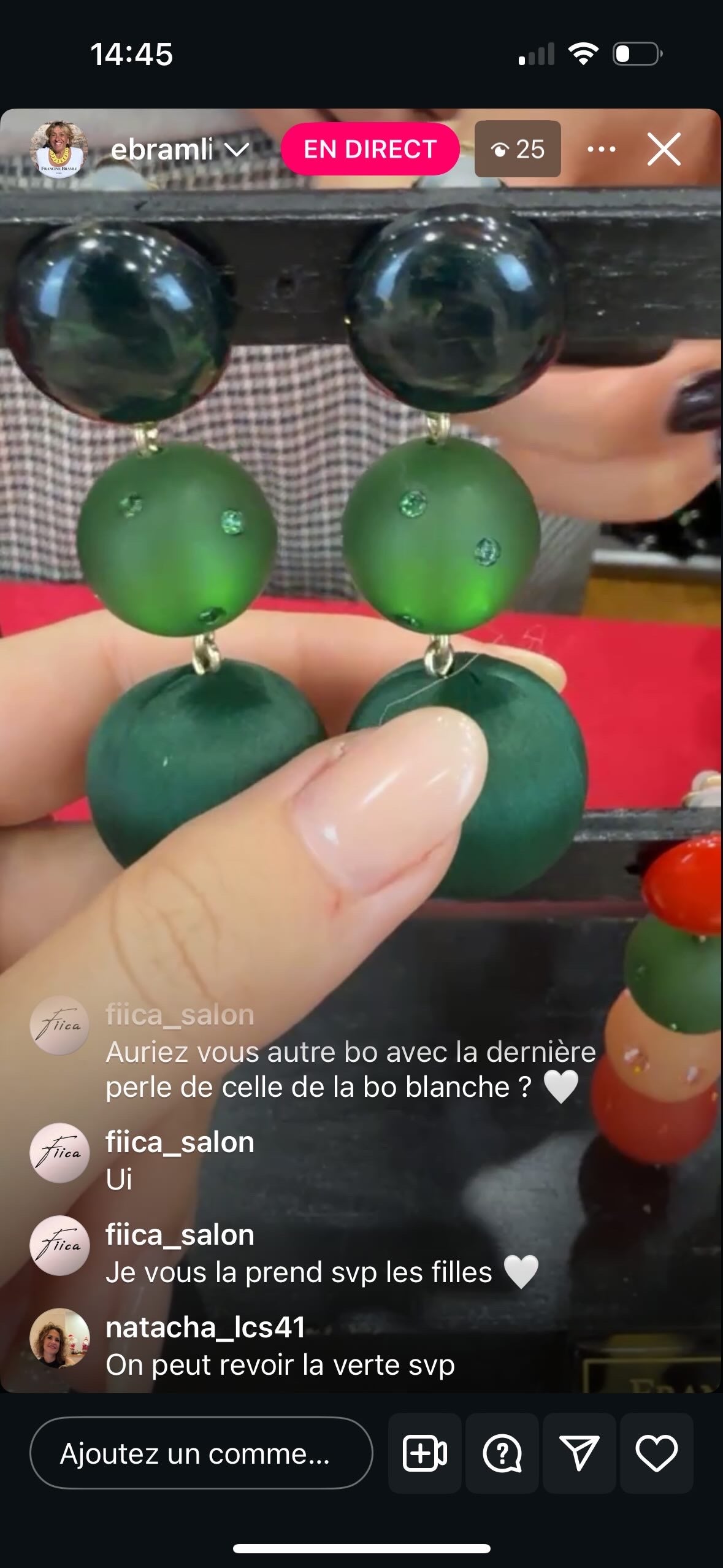 BOUCLES D'OREILLES FRANCONE BRAMLI: TRIO PERLES VERTES