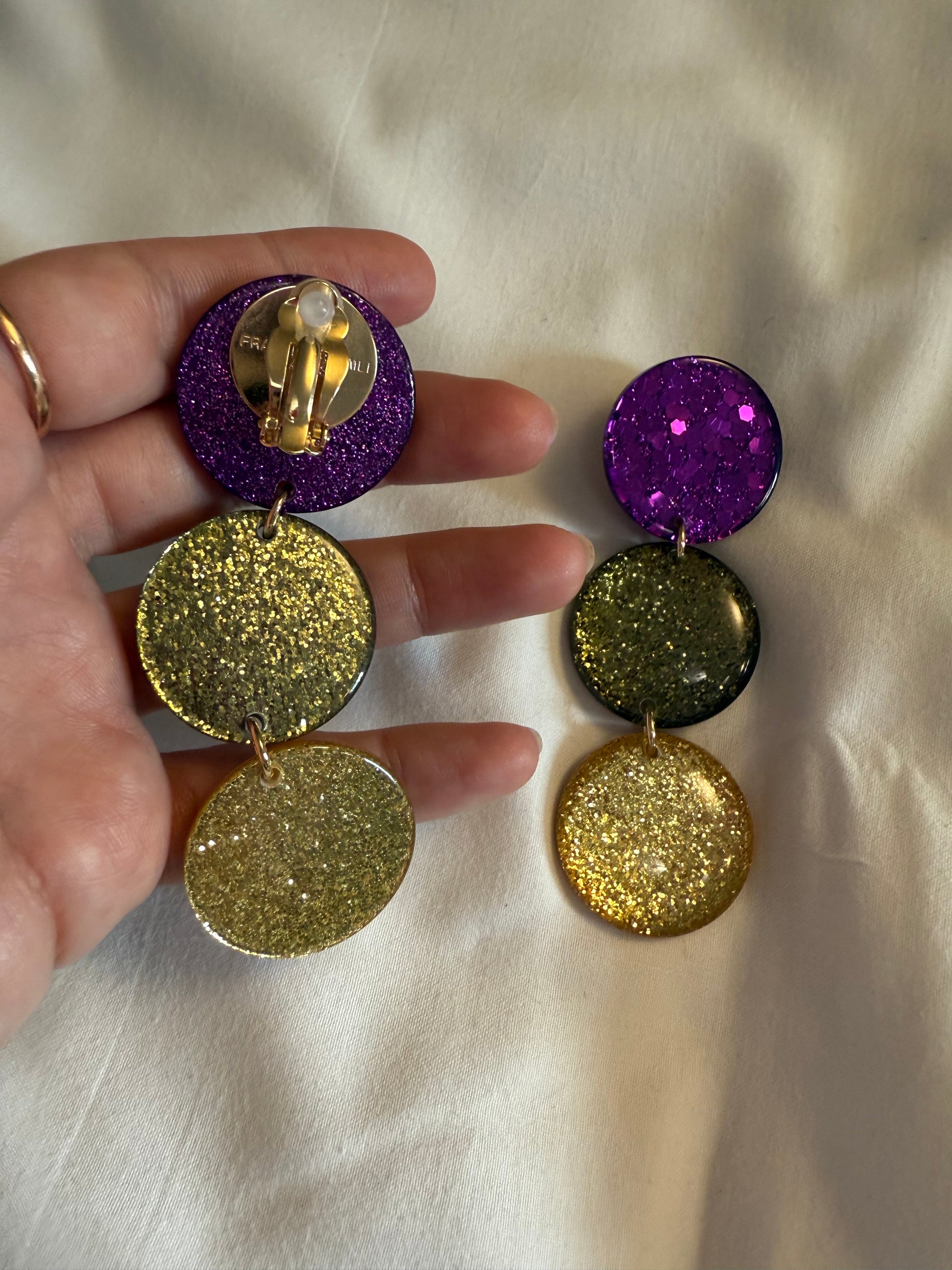 Boucles d’oreilles FRANCINE BRAMLI : trio paillettes