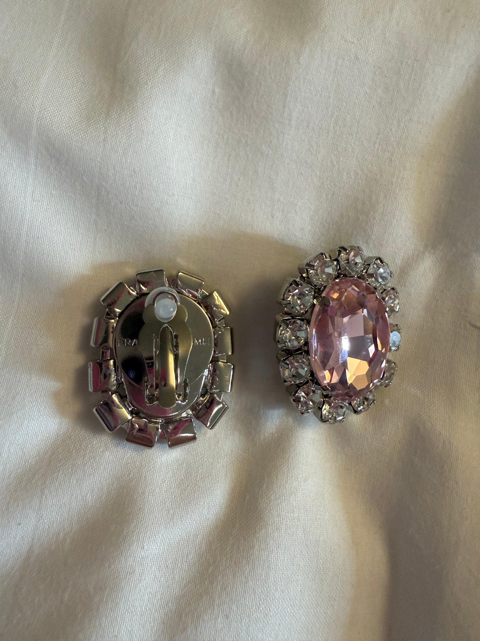 Boucles d’oreilles FRANCINE BRAMLI : cabochon Versailles rose pastel