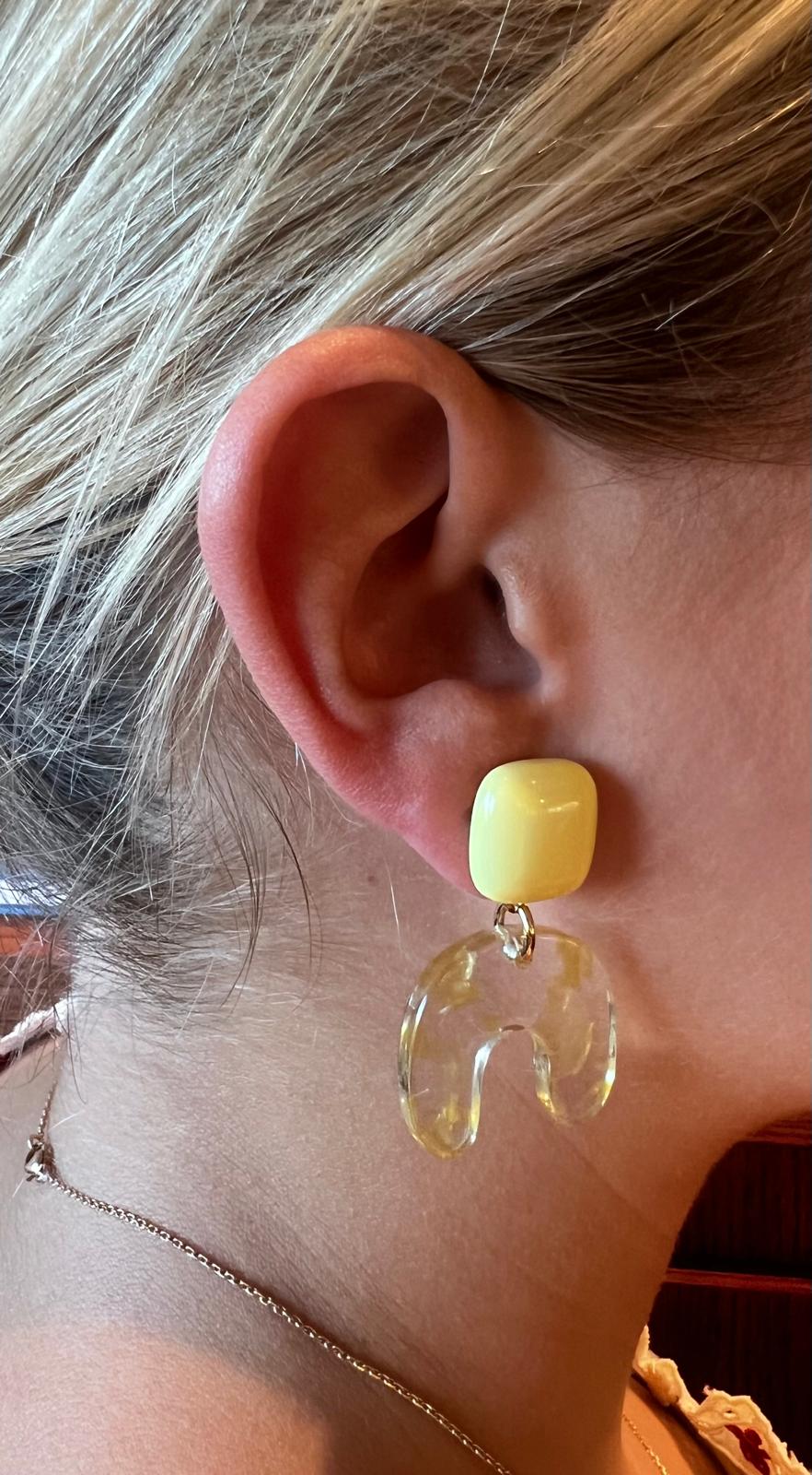 Boucles d'oreilles Francine Bramli: EDITION LIMITÉE XS JAUNE ET TRANSPARENTE