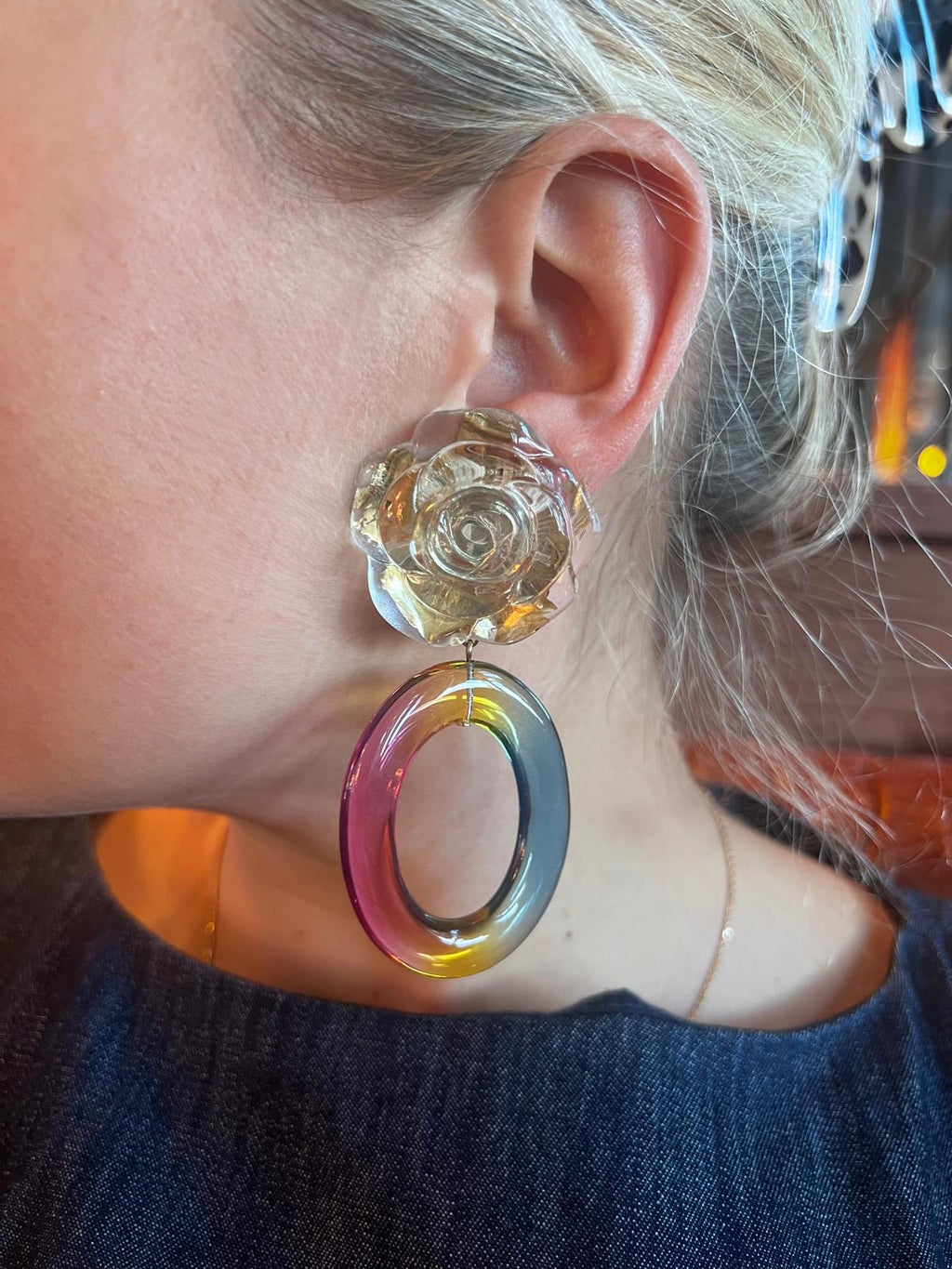 Boucles d'oreilles Francine Bramli: Fleur GOLD EDITION LIMITÉE RAINBOW