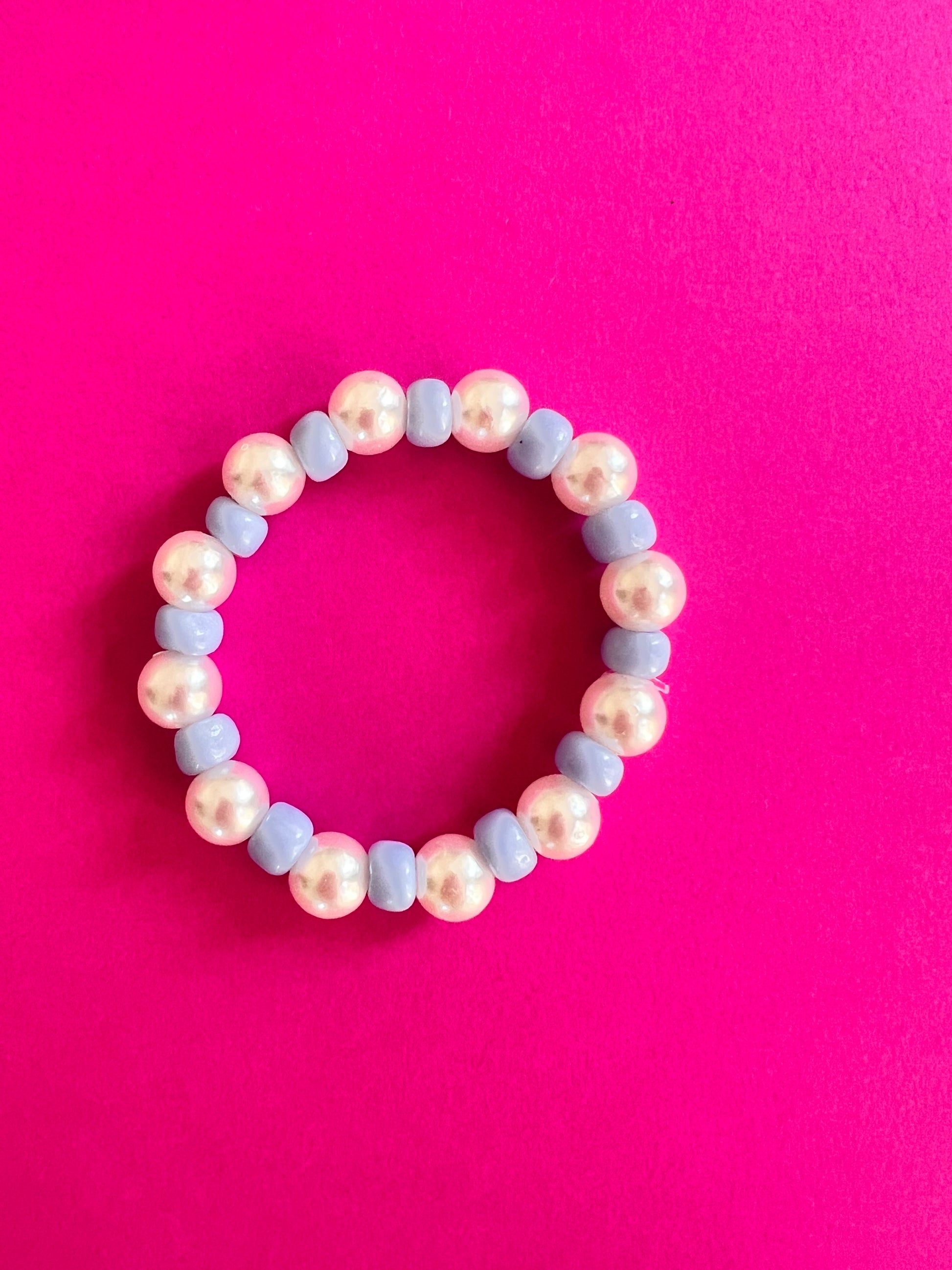 Bracelet en perle et rocaille de bohème bleu ciel
