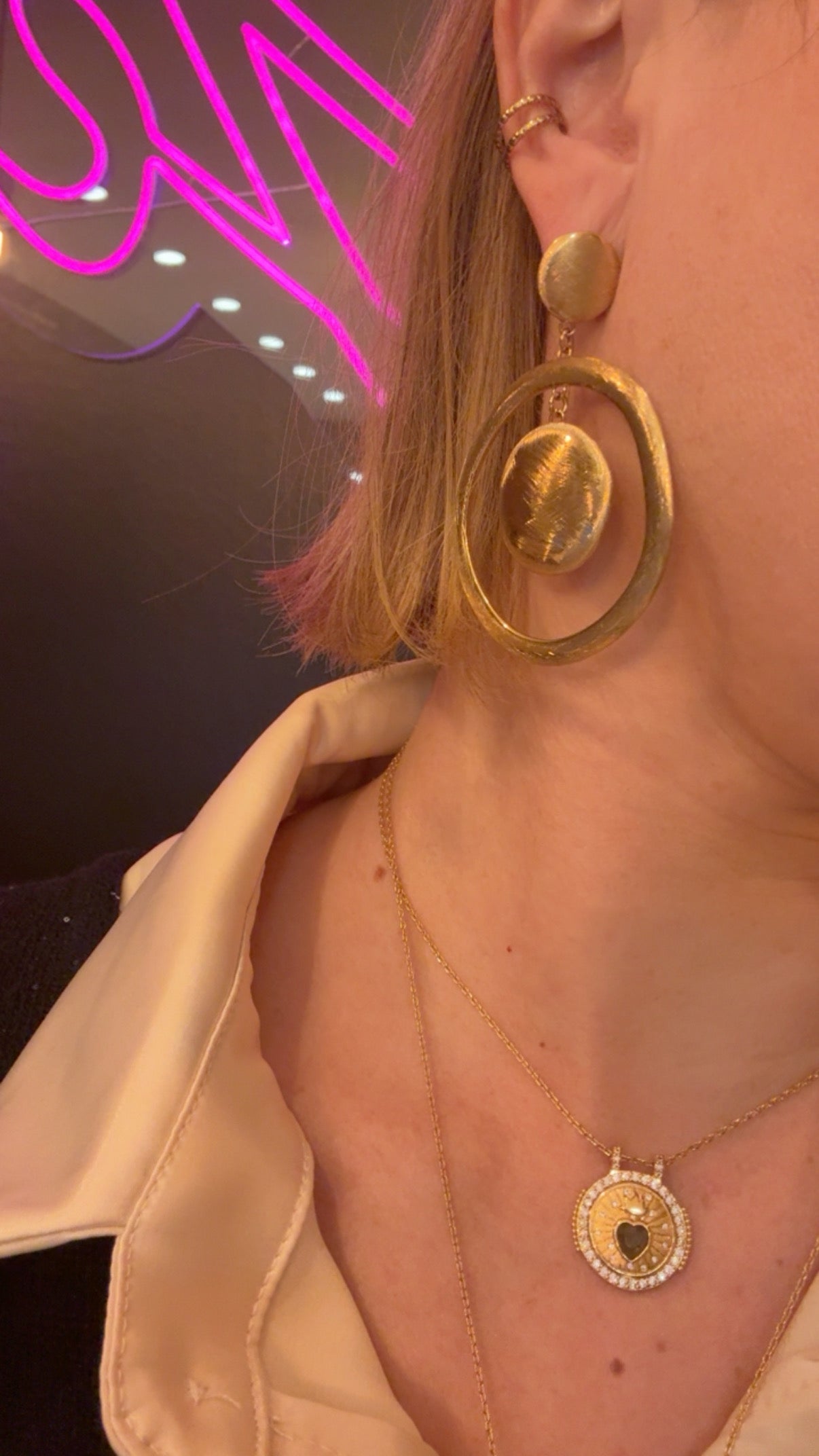 BOUCLES D'OREILLES DOUBLE CERCLES DORÉ