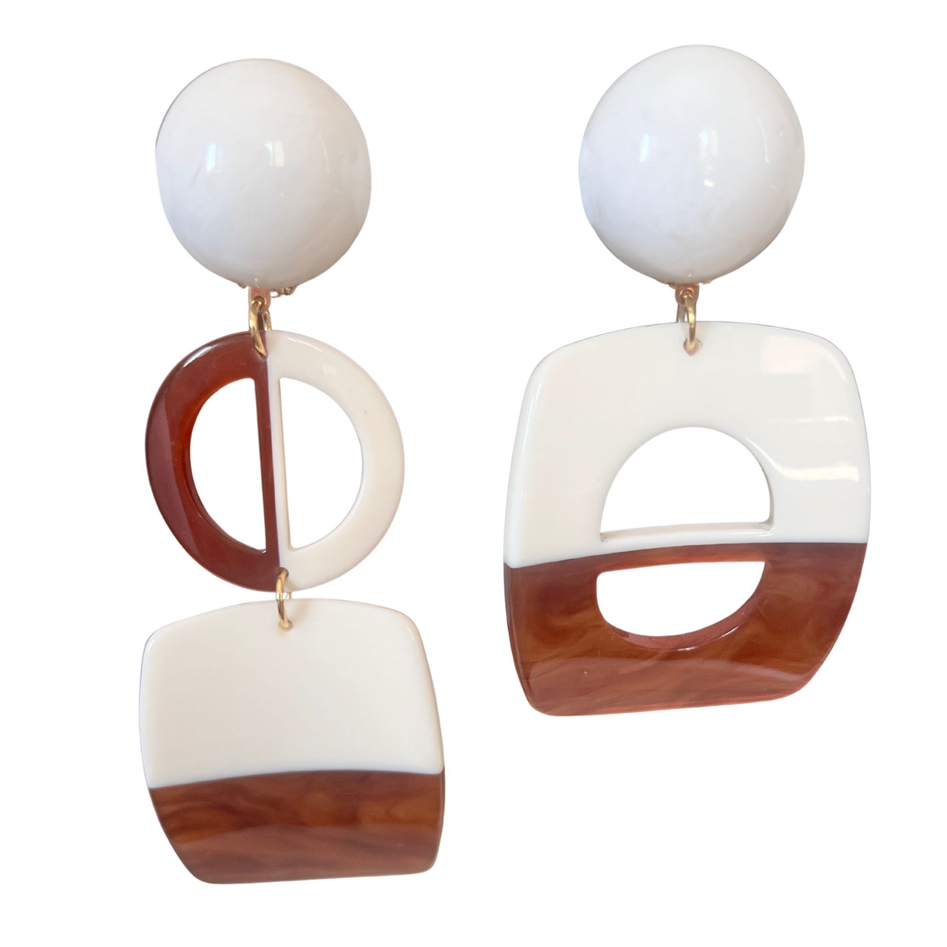 Boucles d'oreilles FRANCINE BRAMLI: ASYMETRIQUE AMBRE ET BLANCHE