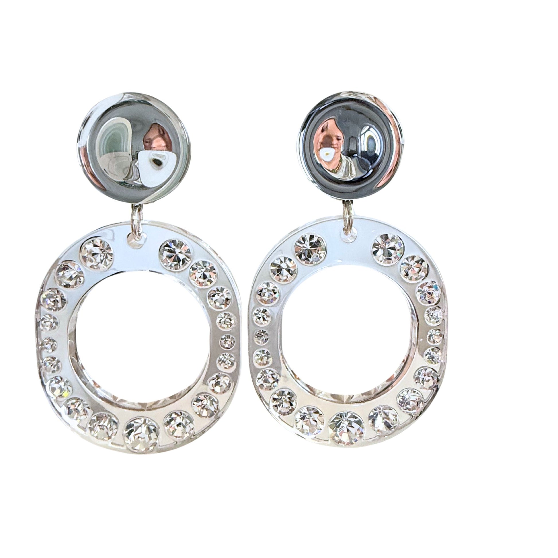 BOUCLES D'OREILLES FRANCINE BRAMLI: QUEEN M TRANSPARENTES ET CRISTAUX