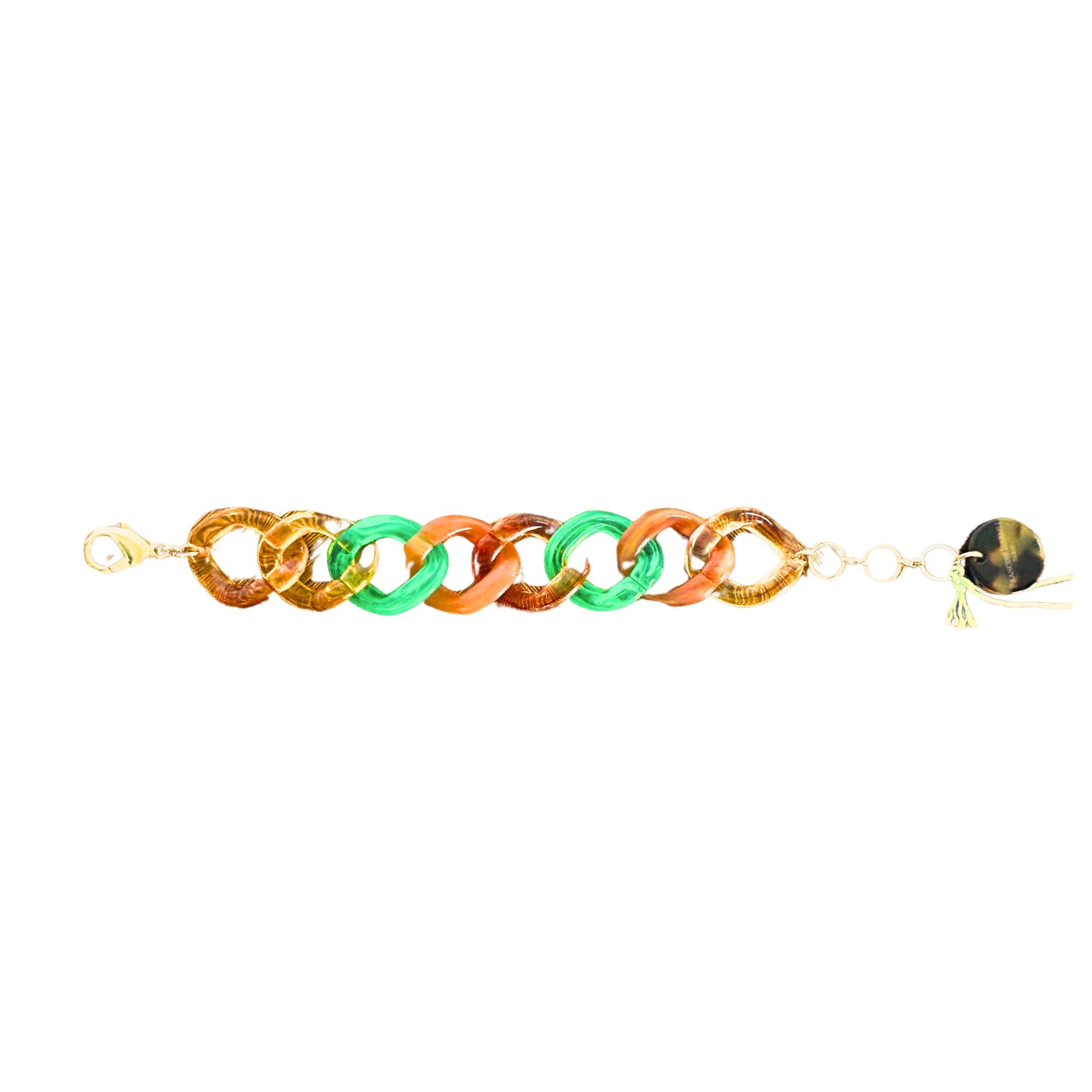 Bracelet FRANCINE BRAMLI: MAILLON  XS VERT ET AMBRE