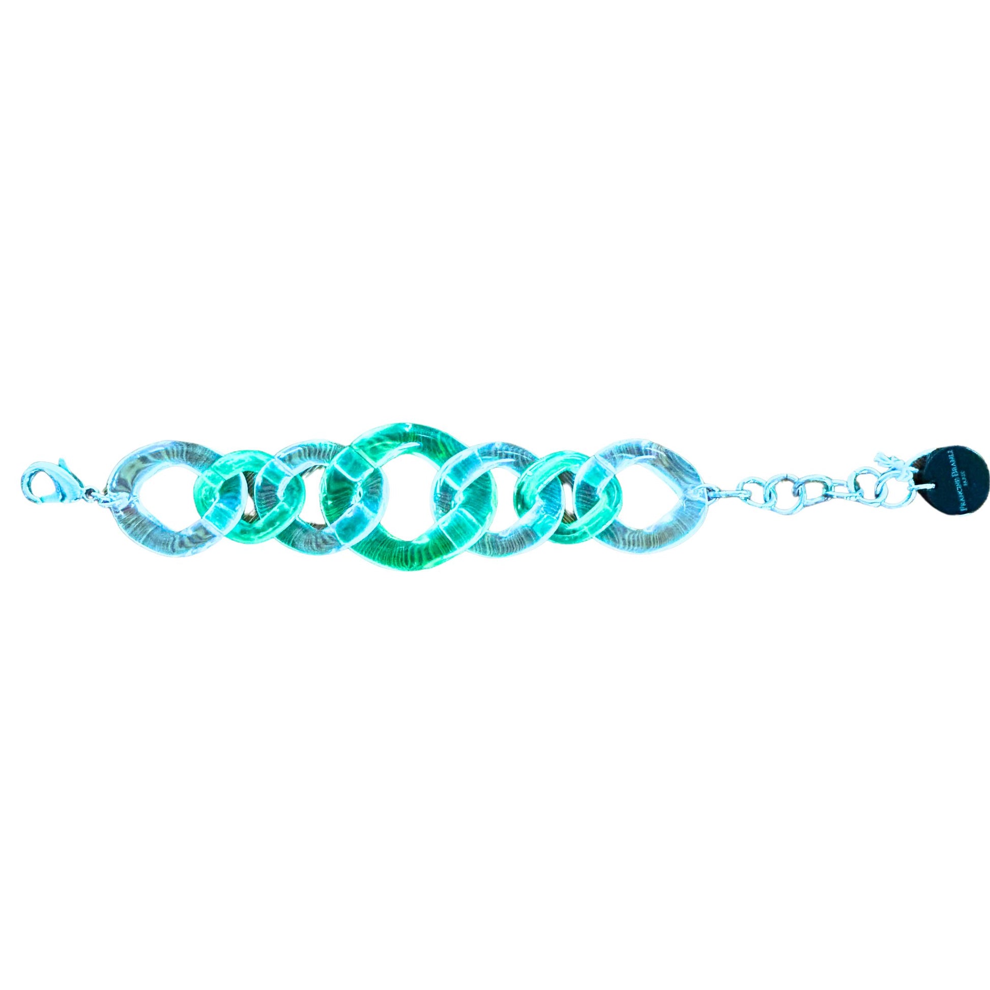 Bracelet FRANCINE BRAMLI: MAILLON VERT ET TRANSPARENT