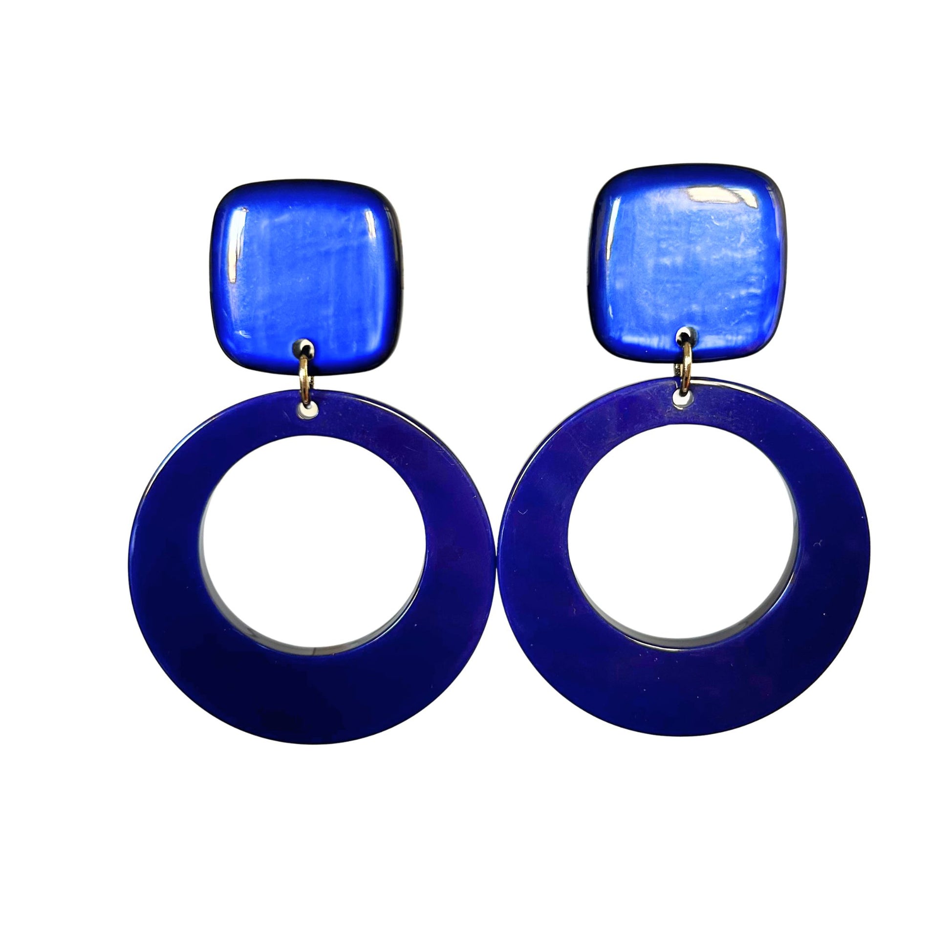 Boucle d'oreilles FRANCINE BRAMLI: CLOÉ S BLEU KLEIN CABOCHON CARRÉ