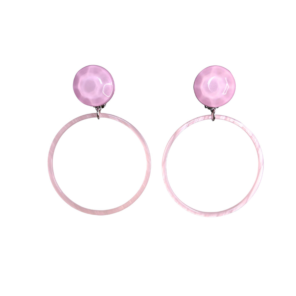 Boucles d'oreilles Francine Bramli: CRÉOLES FINES L ROSE PÂLE