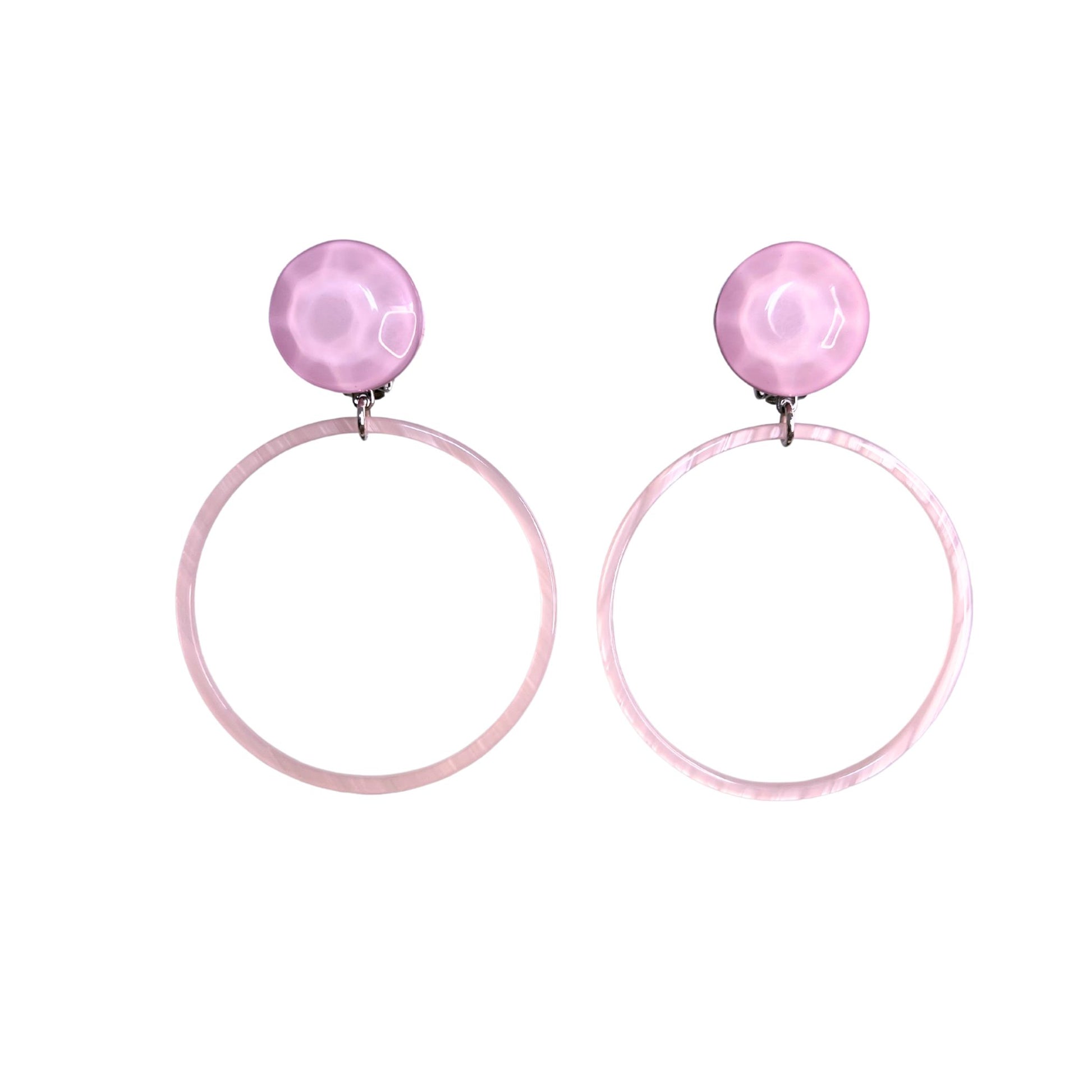 Boucles d'oreilles Francine Bramli: CRÉOLES FINES L ROSE PÂLE