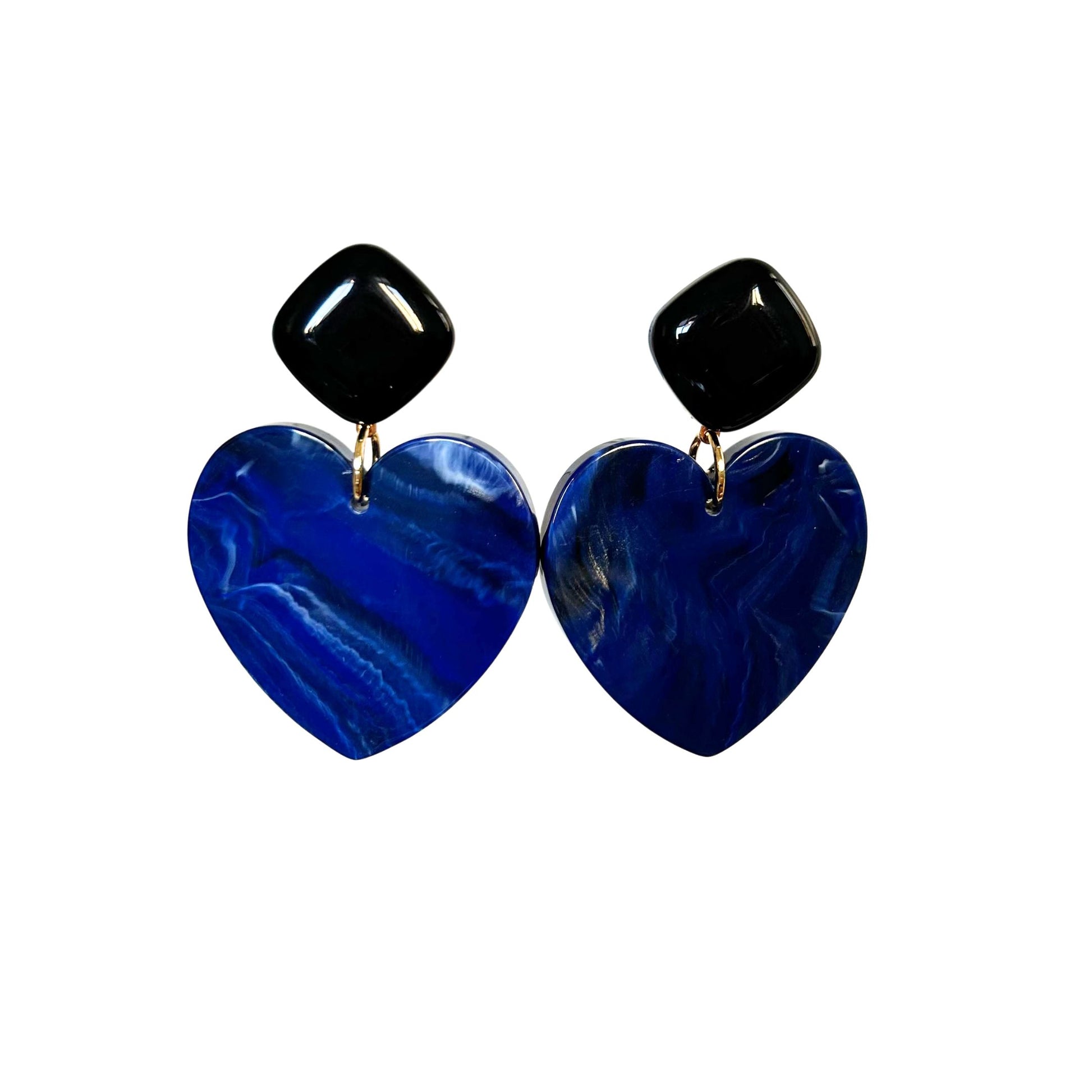 Boucle d'oreilles FRANCINE BRAMLI: COEUR DE L'OCEAN BLEU ET NOIR