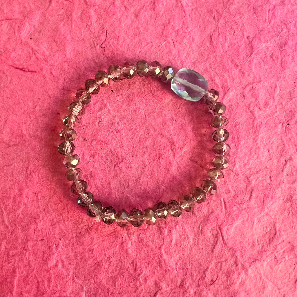 Bracelet Mille et une facette gris transparent et aiguës marine