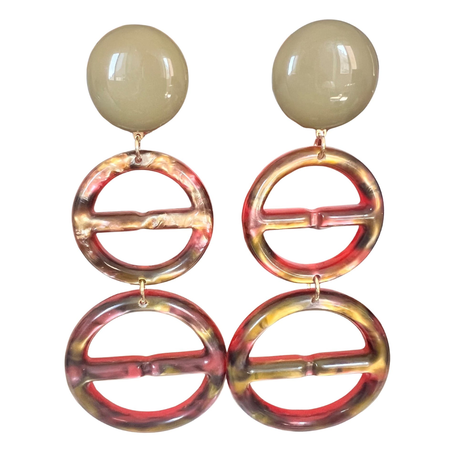 Boucle d'oreilles FRANCINE BRAMLI: Edition limitée rouge/kaki