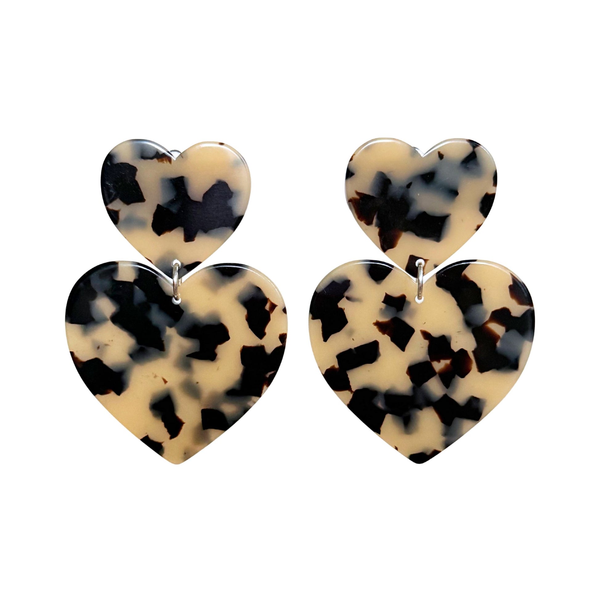 BOUCLES D'OREILLES FRANCINE BRAMLI: DOUBLE COEUR ECAILLE CLAIRE