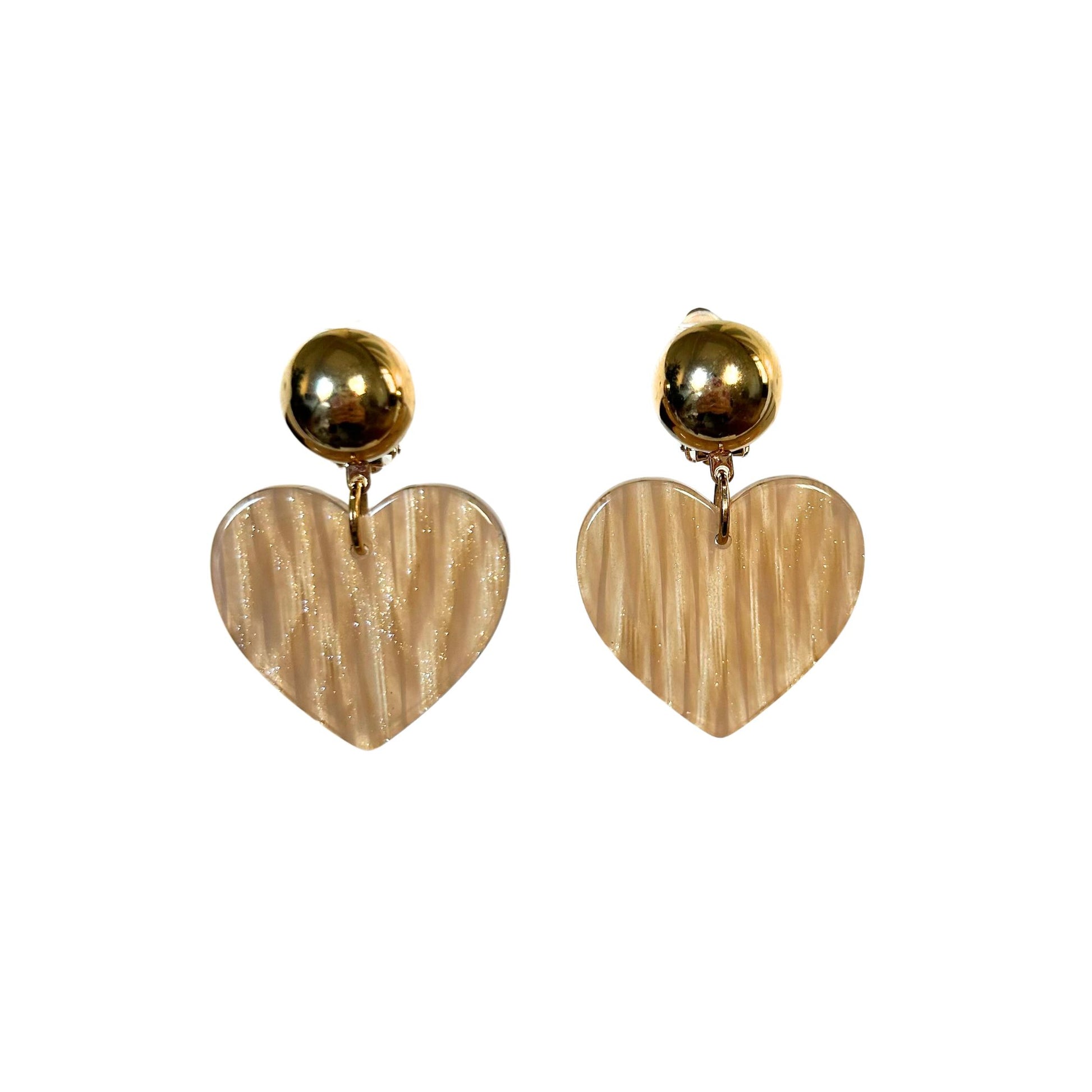 Boucle d'oreilles FRANCINE BRAMLI: COEUR DORÉ ET PAILLETES EDITION LIMITÉE