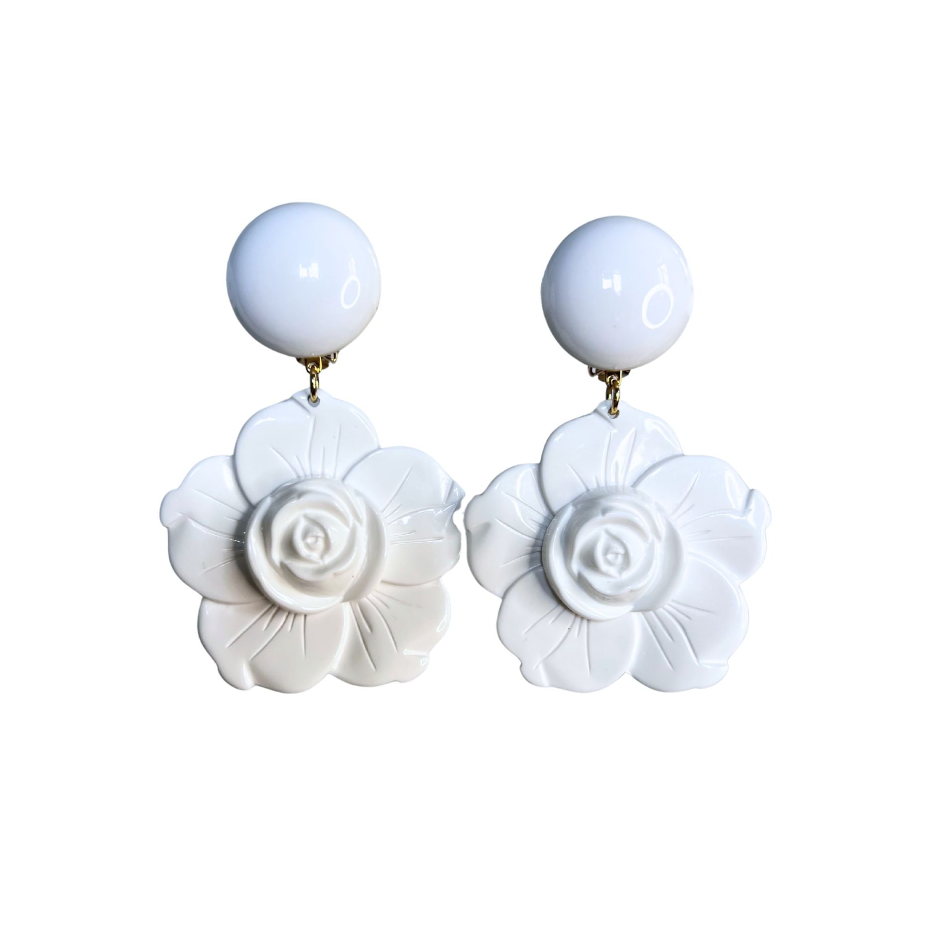 Boucles d'oreilles Francine Bramli: PIVOINE BLANCHE