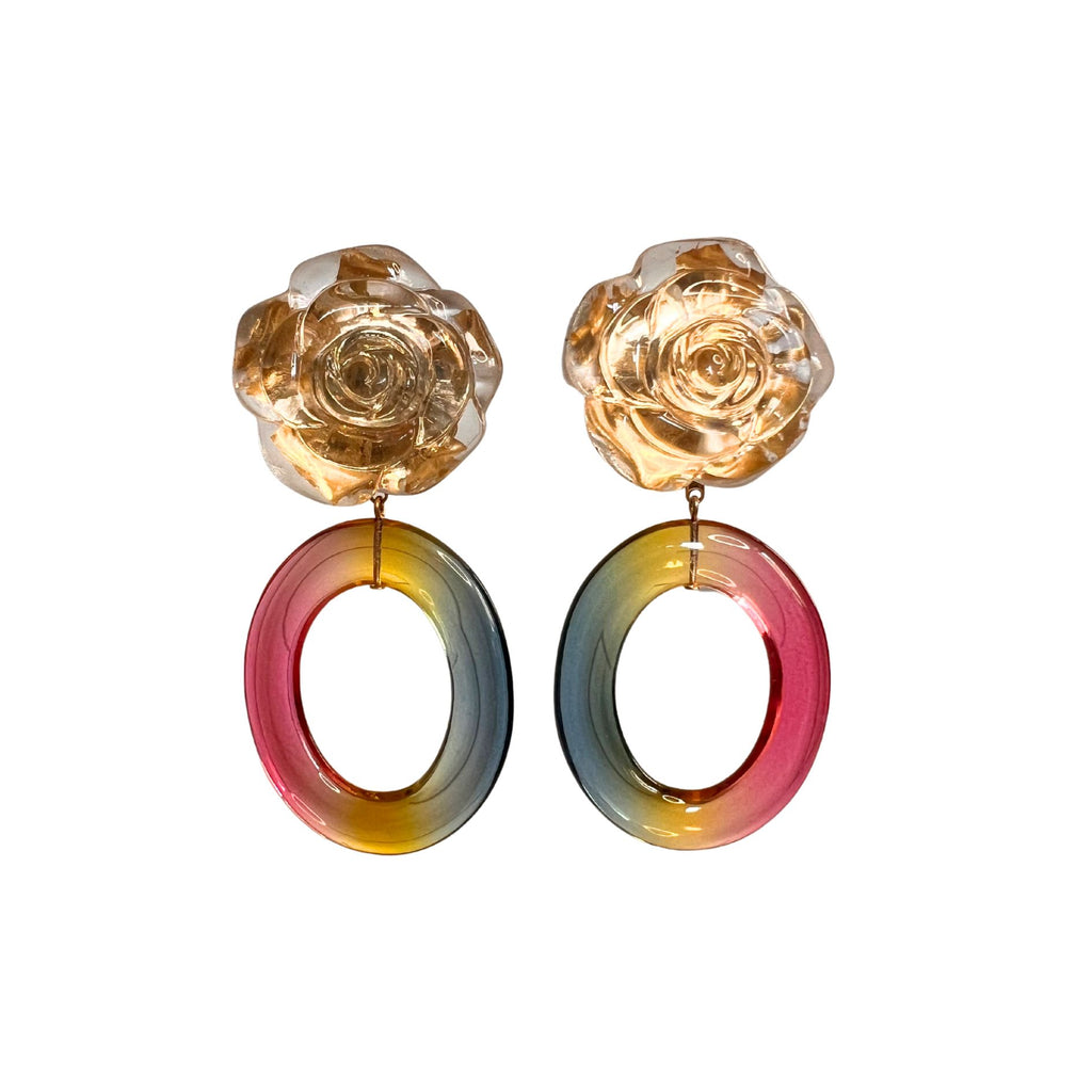 Boucles d'oreilles Francine Bramli: Fleur GOLD EDITION LIMITÉE RAINBOW