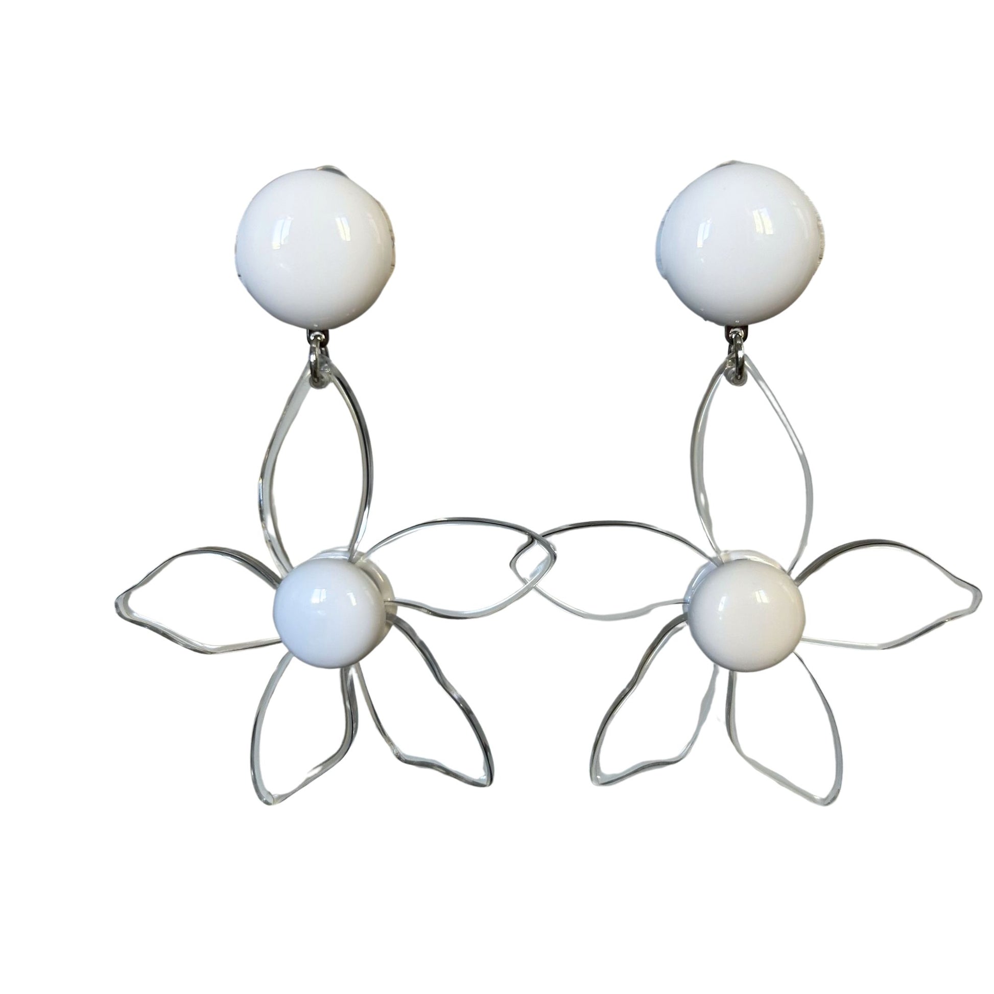Boucle d'oreilles FRANCINE BRAMLI: FLORE BLANCHES ET TRANSPARENTES