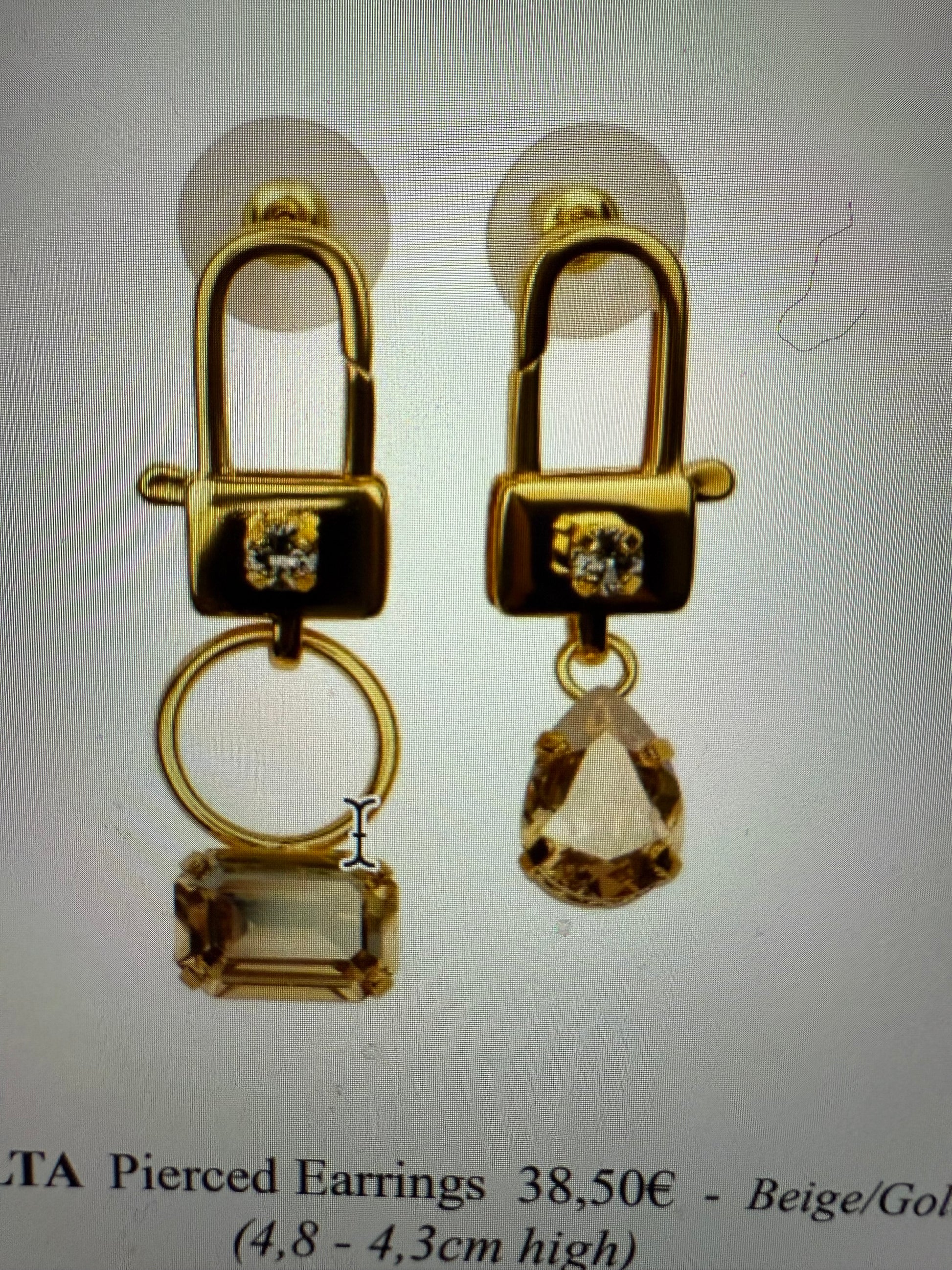 BOUCLES D'OREILLES CADENAS DORÉ ET CHAMPAGNE