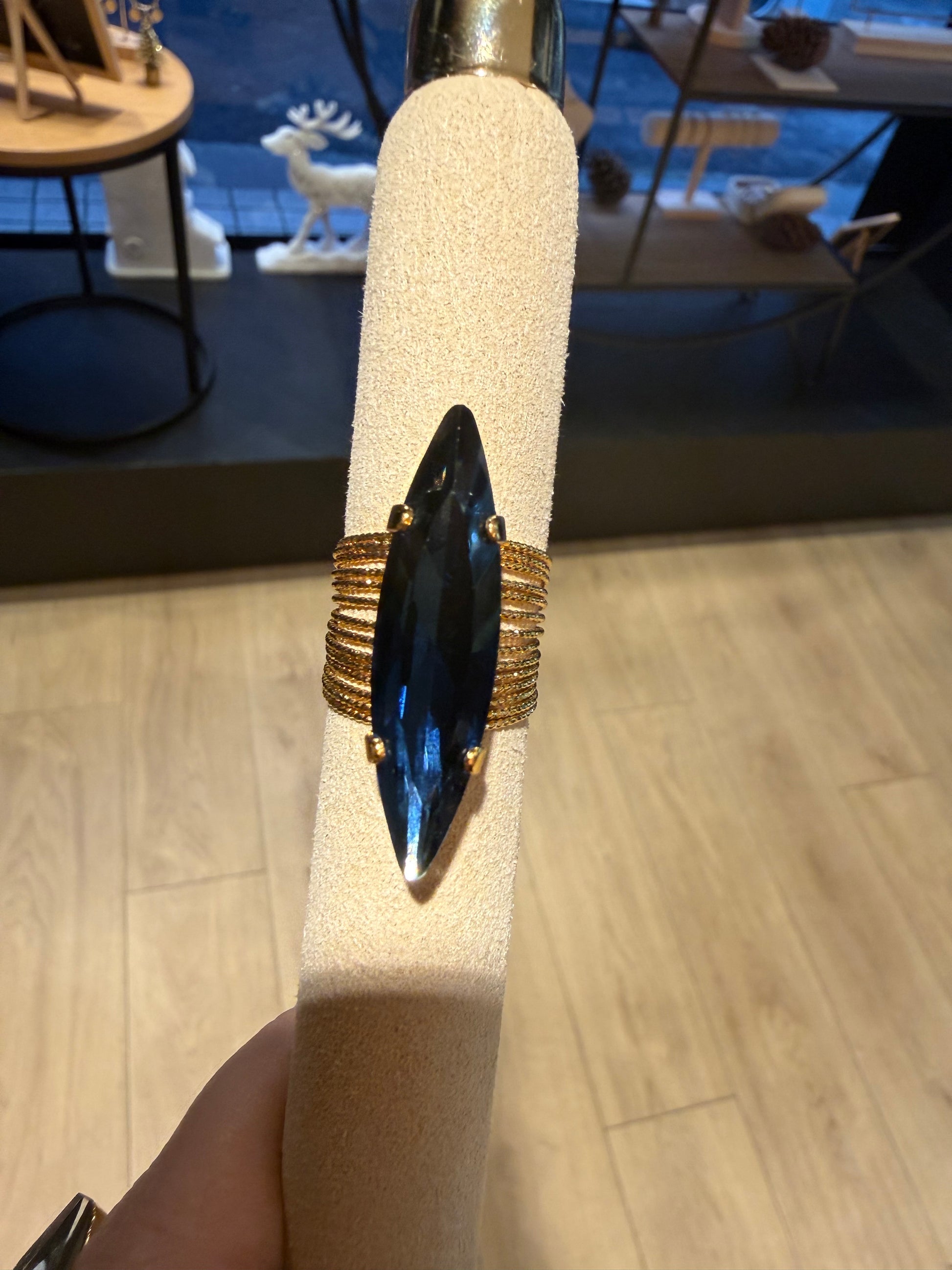 BAGUE NAVETTE BLEU MARINE