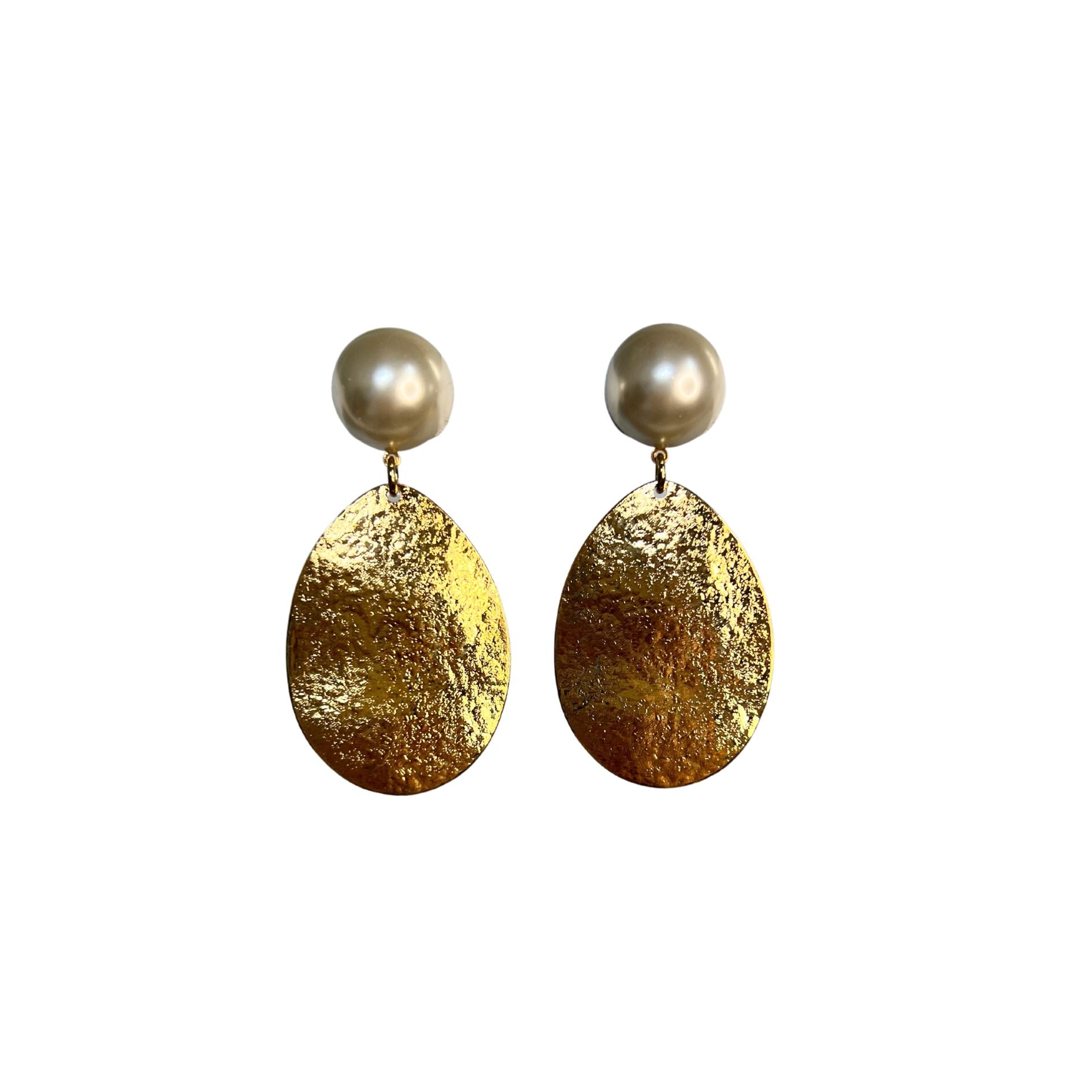 Boucles d'oreilles Francine Bramli: INCA CABOCHON PERLE ET DORÉE