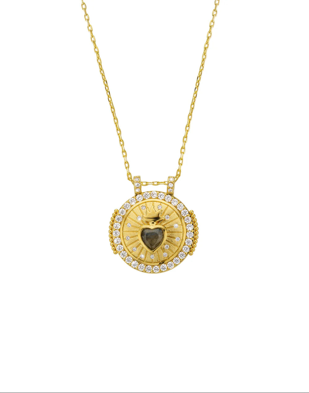 COLLIER - LABRADORITE HEART BOHO