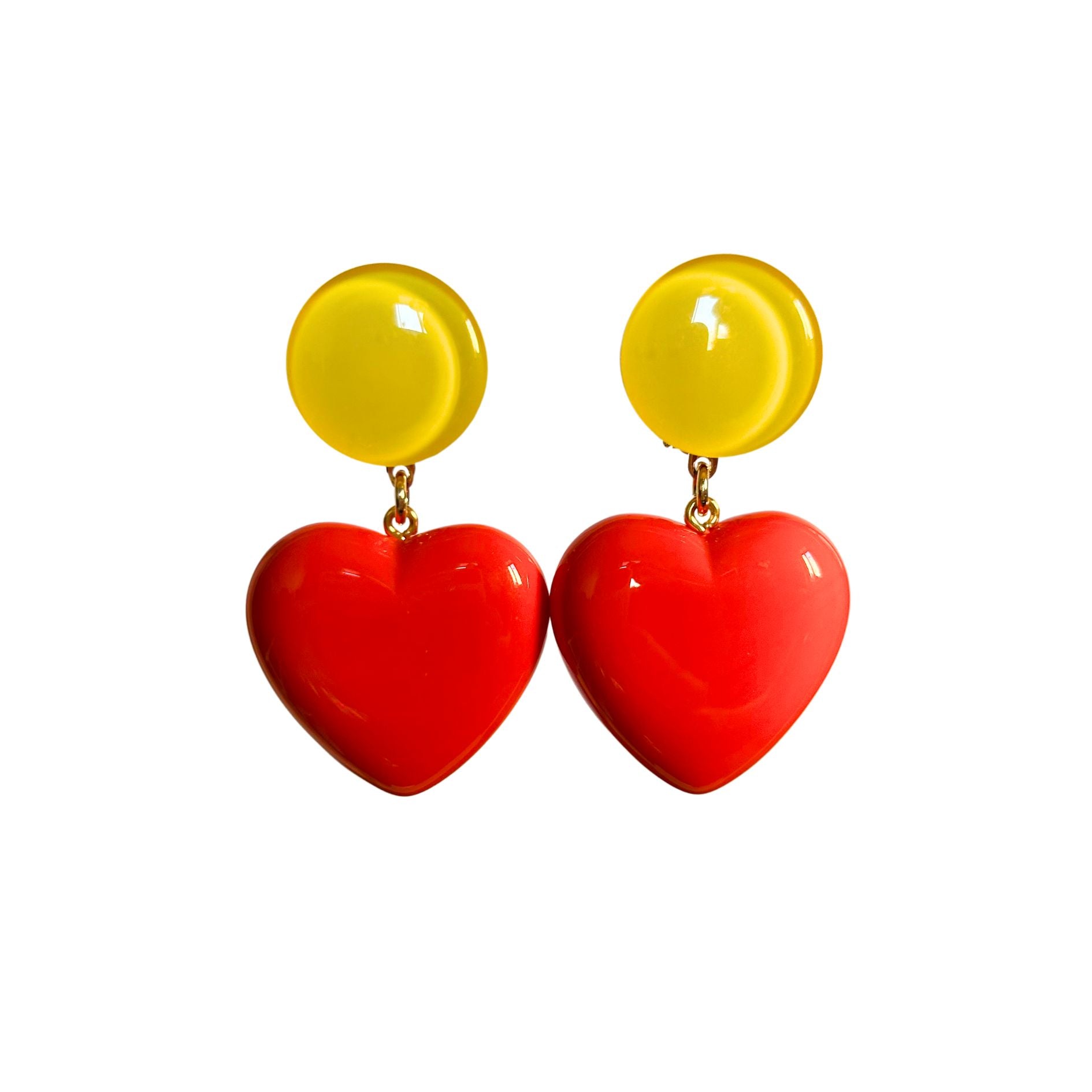 Boucle d'oreilles FRANCINE BRAMLI:  LOVE S EDITION LIMITÉE JAUNE ET COQUELICOT