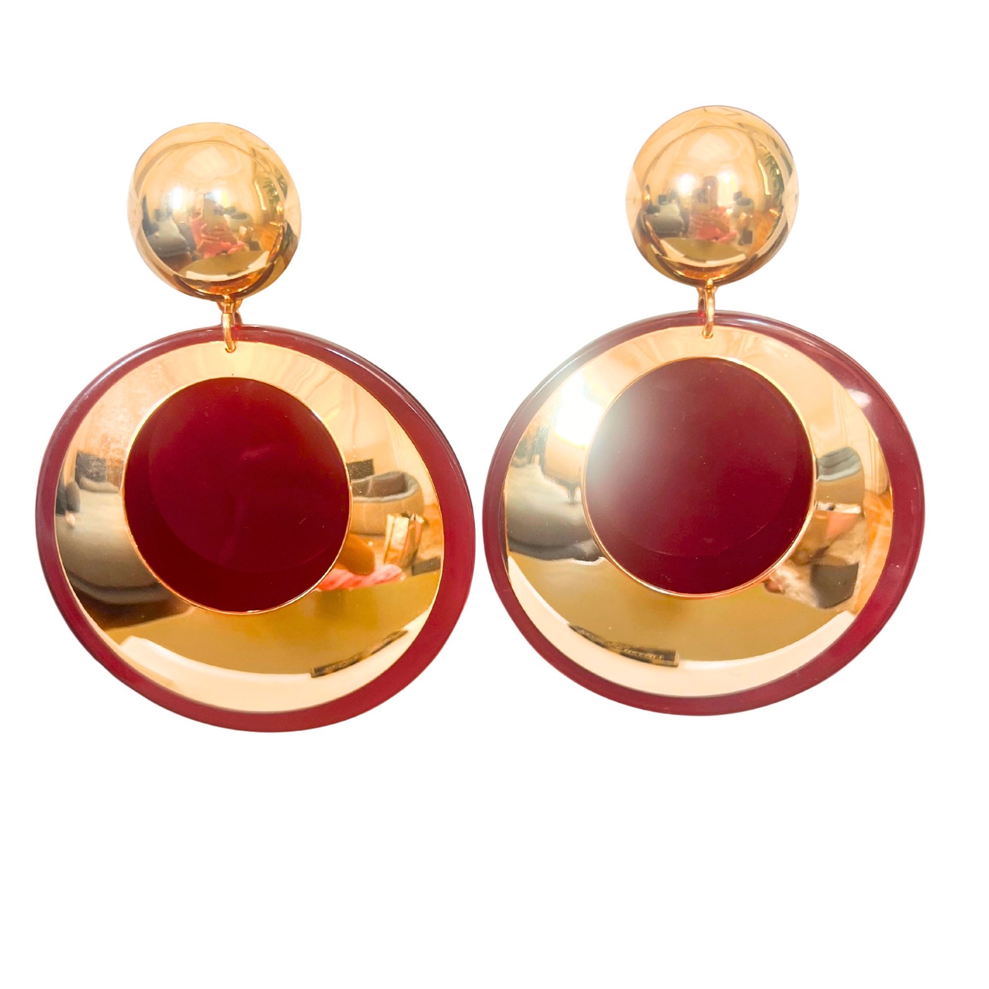 Boucles d'oreilles FRANCINE BRAMLI: Paco bordeaux et doré