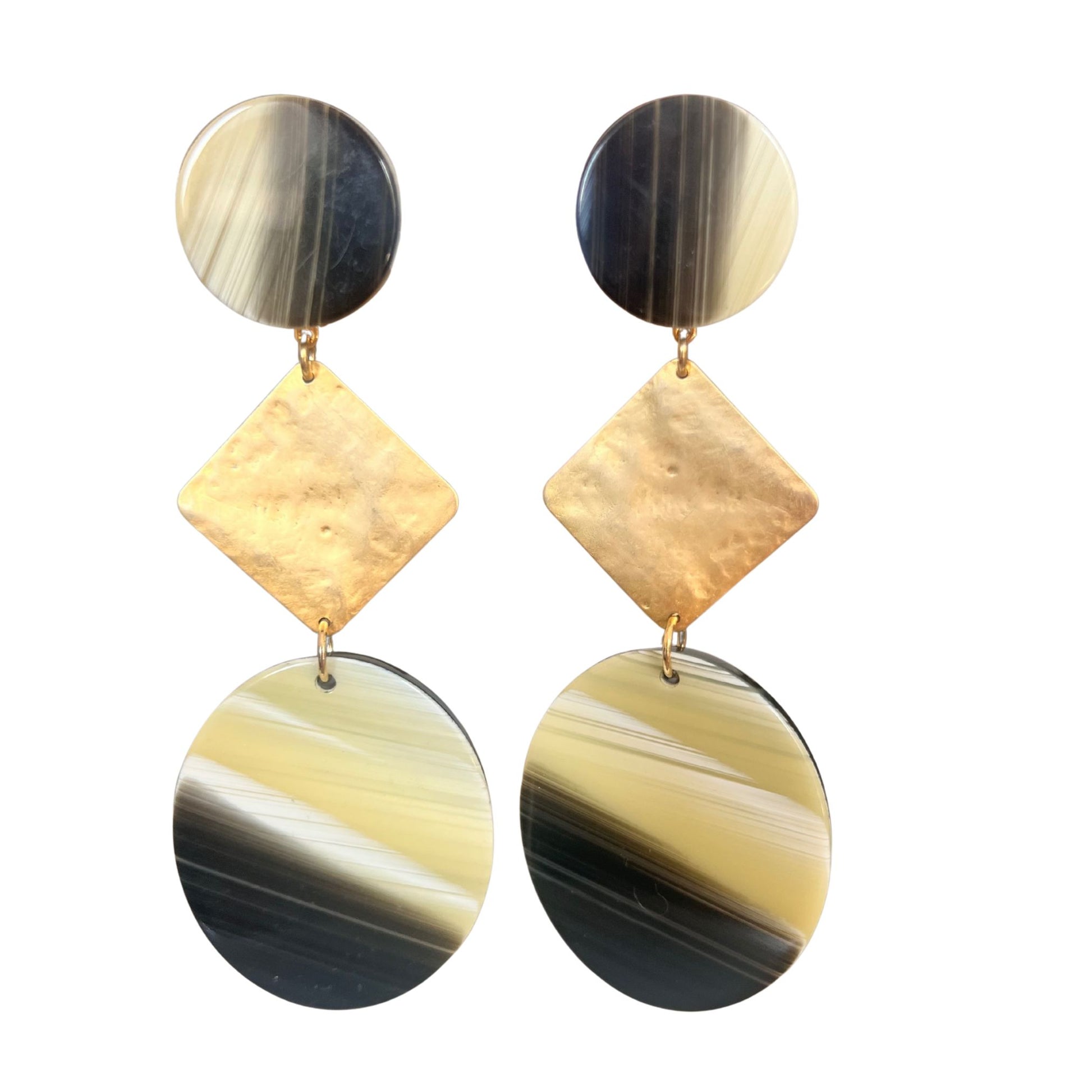 Boucles d'oreilles FRANCINE BRAMLI: PIECE UNIQUE VERTE ET DORÉ