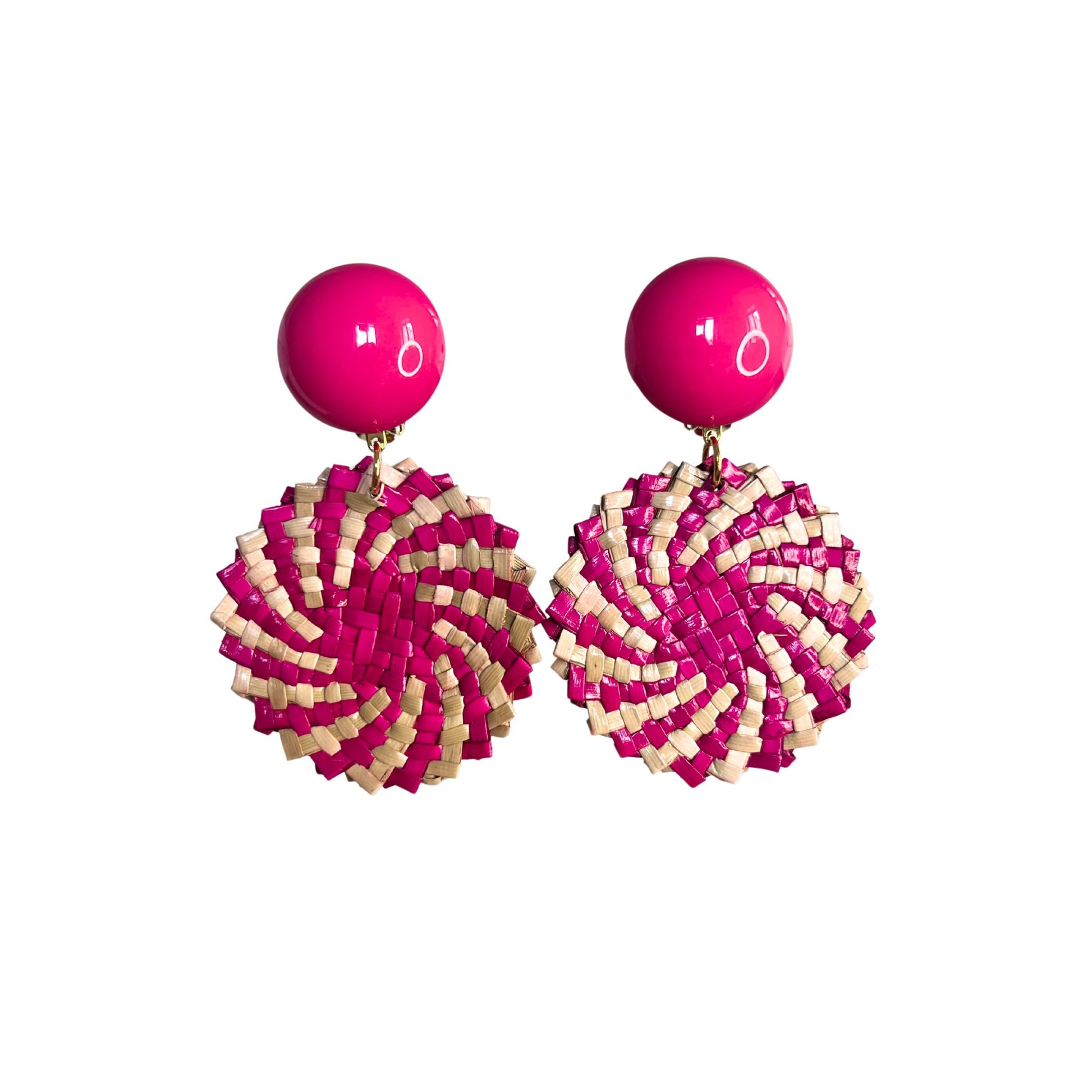 Boucles d'oreilles Francine Bramli: PLAGE M RAPHIA FUSHIA