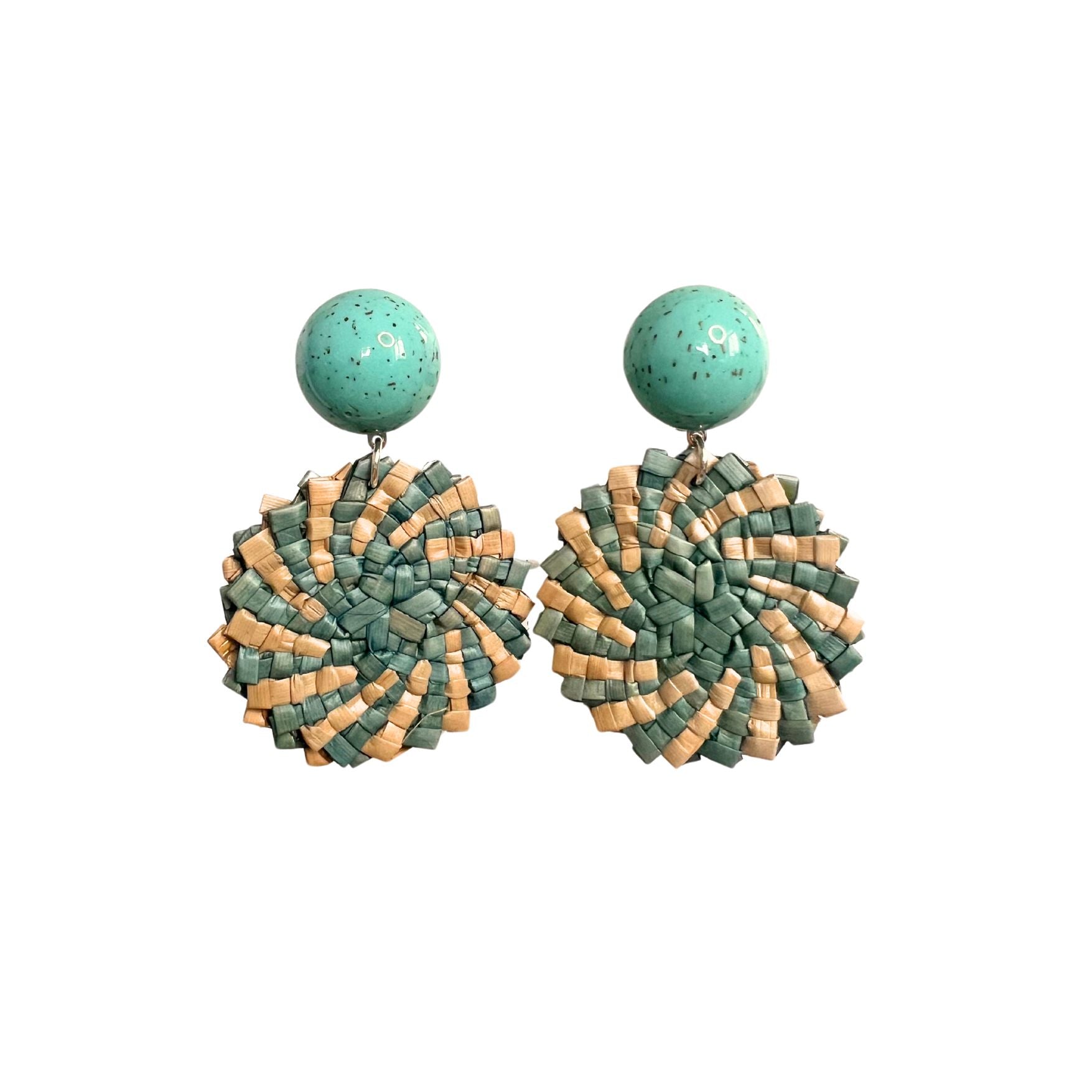 Boucles d'oreilles Francine Bramli: PLAGE M RAPHIA TURQUOISE