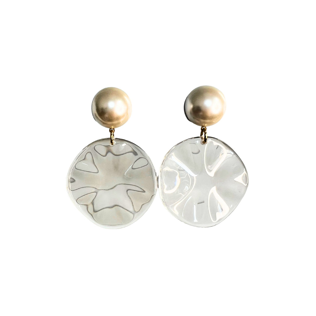 Boucles d'oreilles Francine Bramli: VENUS S PERLE ET TRANPARENTE